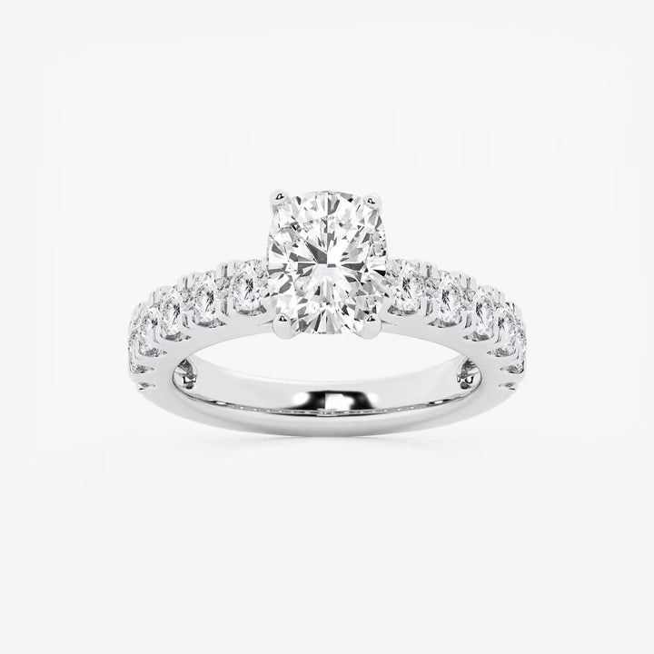 Aurelia Elongated Cushion Lab-Grown Diamond Split Prong Engagement Ring with Side Accents