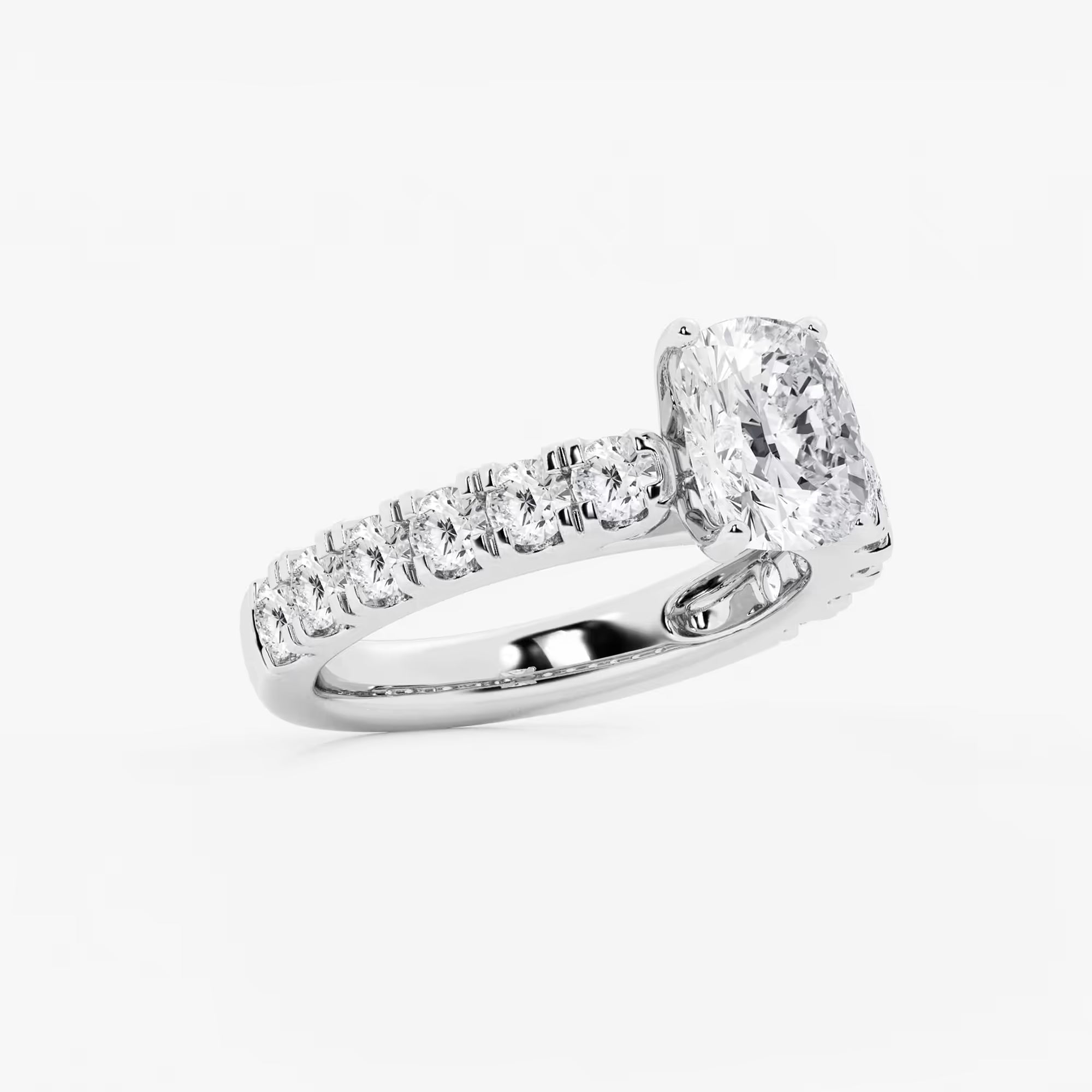 Aurelia Elongated Cushion Lab-Grown Diamond Split Prong Engagement Ring with Side Accents