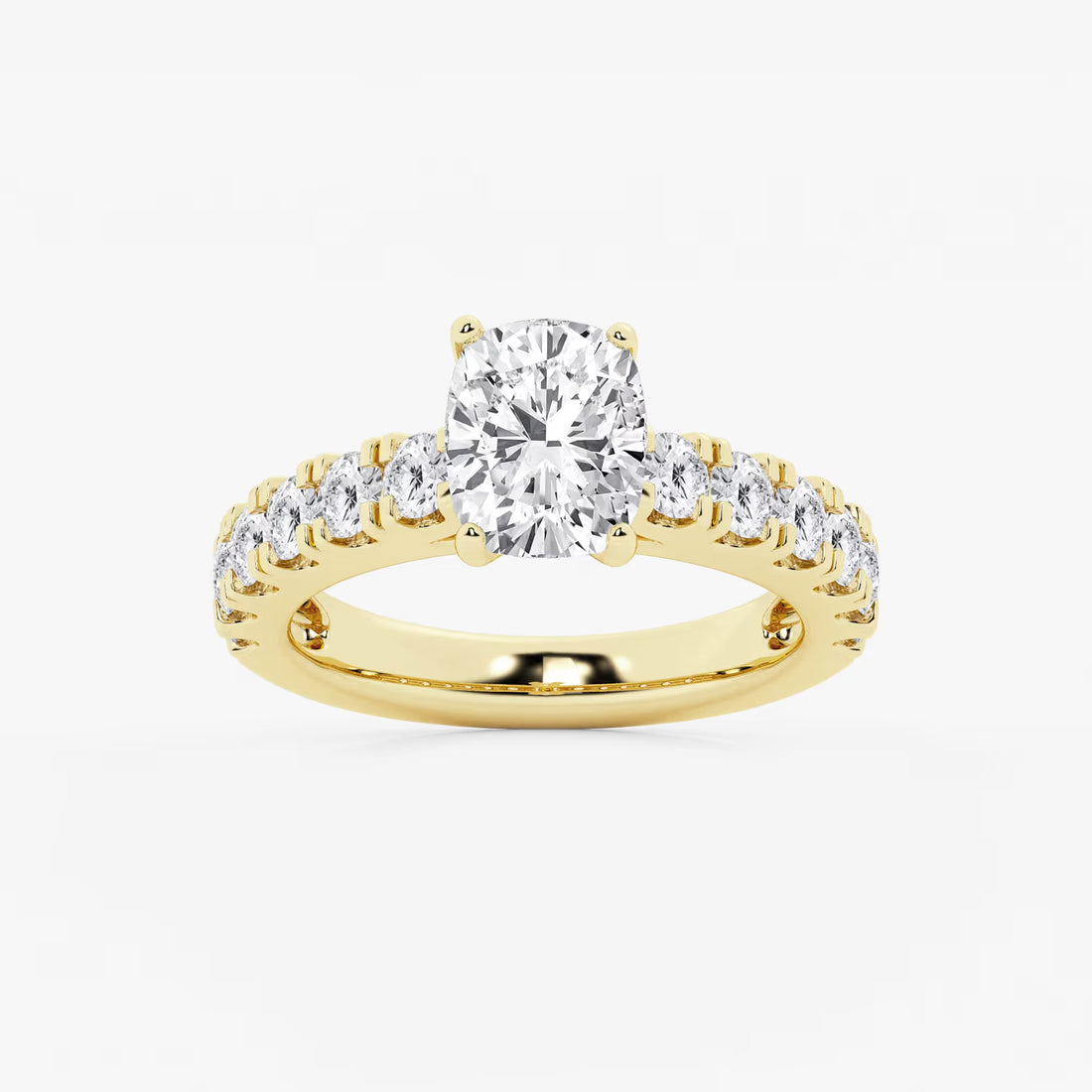 Aurelia Elongated Cushion Lab-Grown Diamond Split Prong Engagement Ring with Side Accents