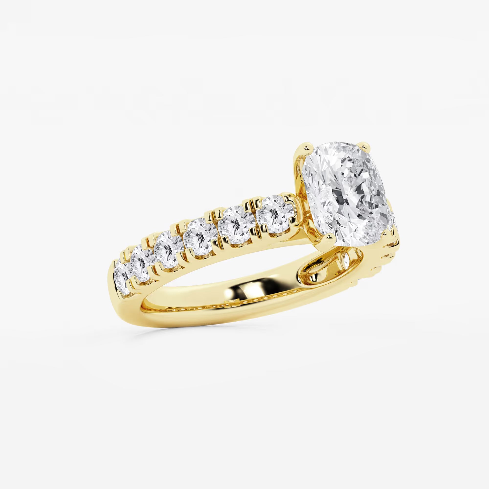 Aurelia Elongated Cushion Lab-Grown Diamond Split Prong Engagement Ring with Side Accents