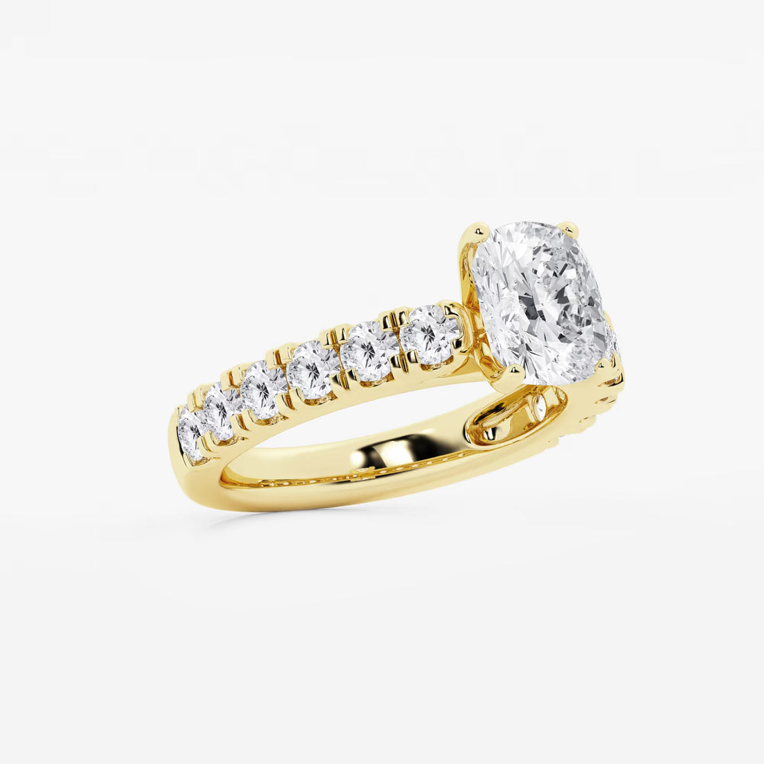 Aurelia Elongated Cushion Lab-Grown Diamond Split Prong Engagement Ring with Side Accents