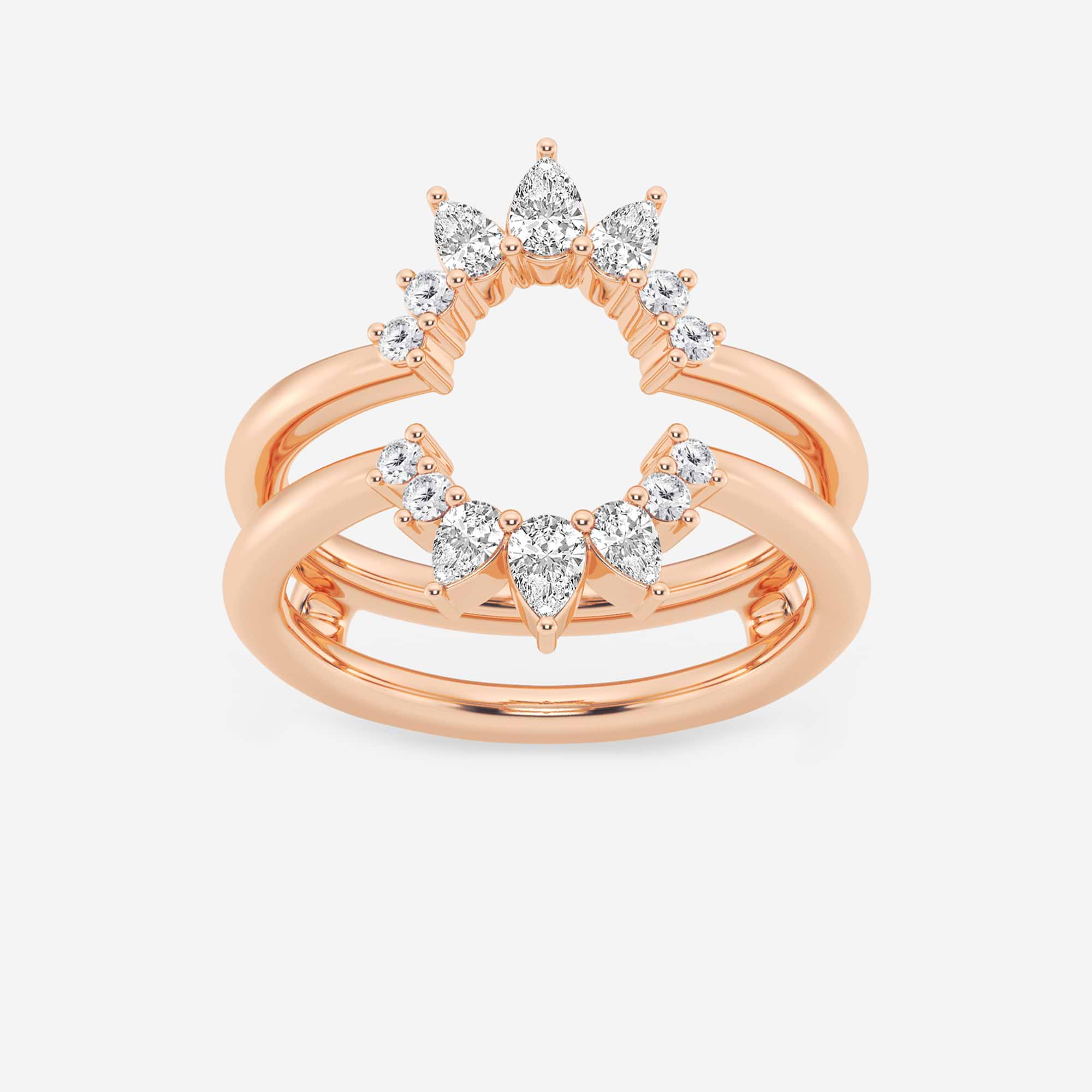 Pear & Round Lab Grown Diamond Ring Enhancer Guard in Solid Gold