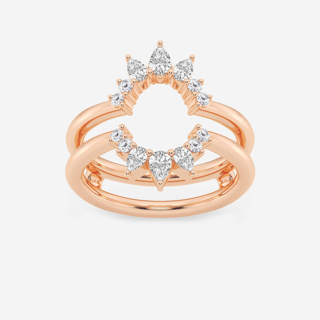 Pear & Round Lab Grown Diamond Ring Enhancer Guard in Solid Gold