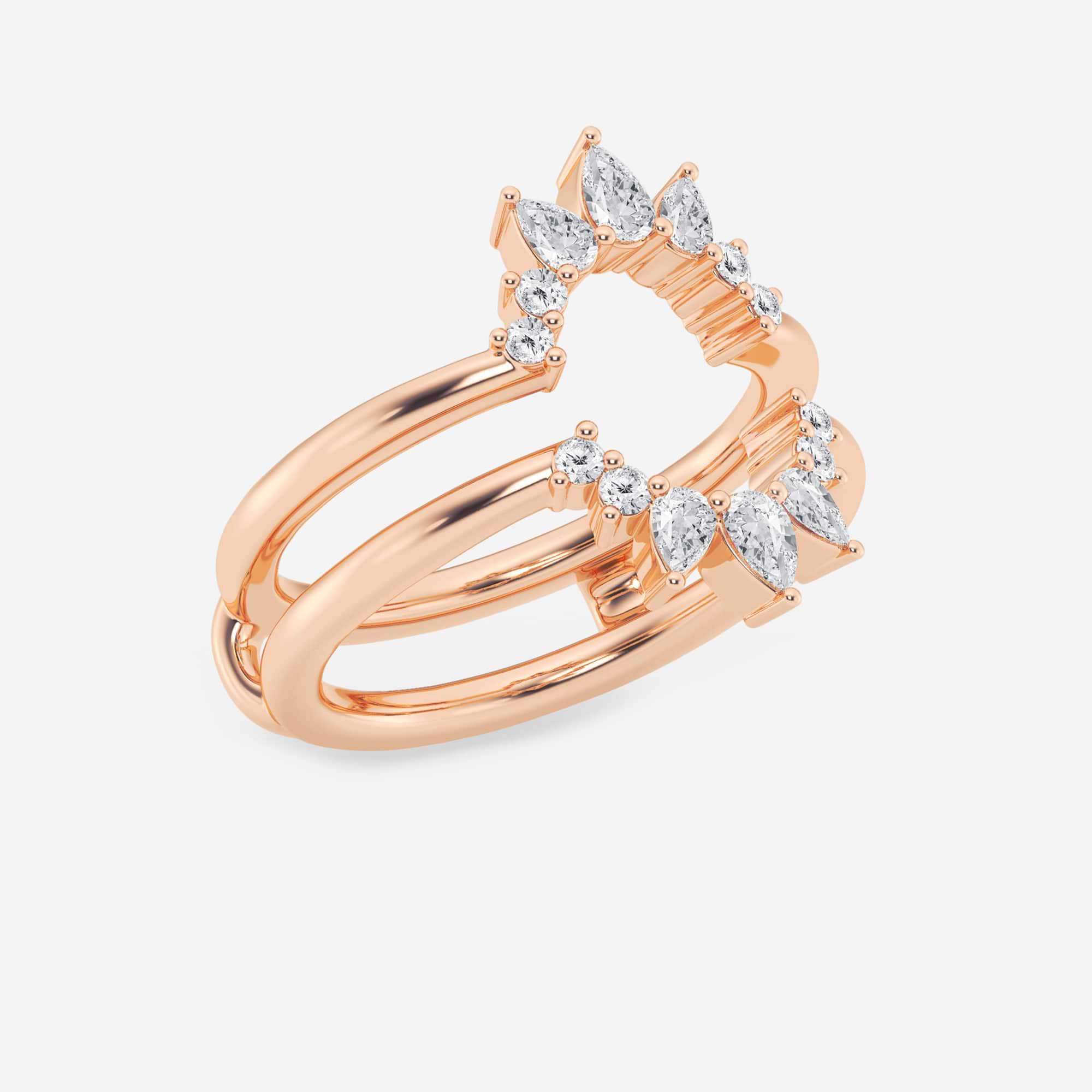 Pear & Round Lab Grown Diamond Ring Enhancer Guard in Solid Gold