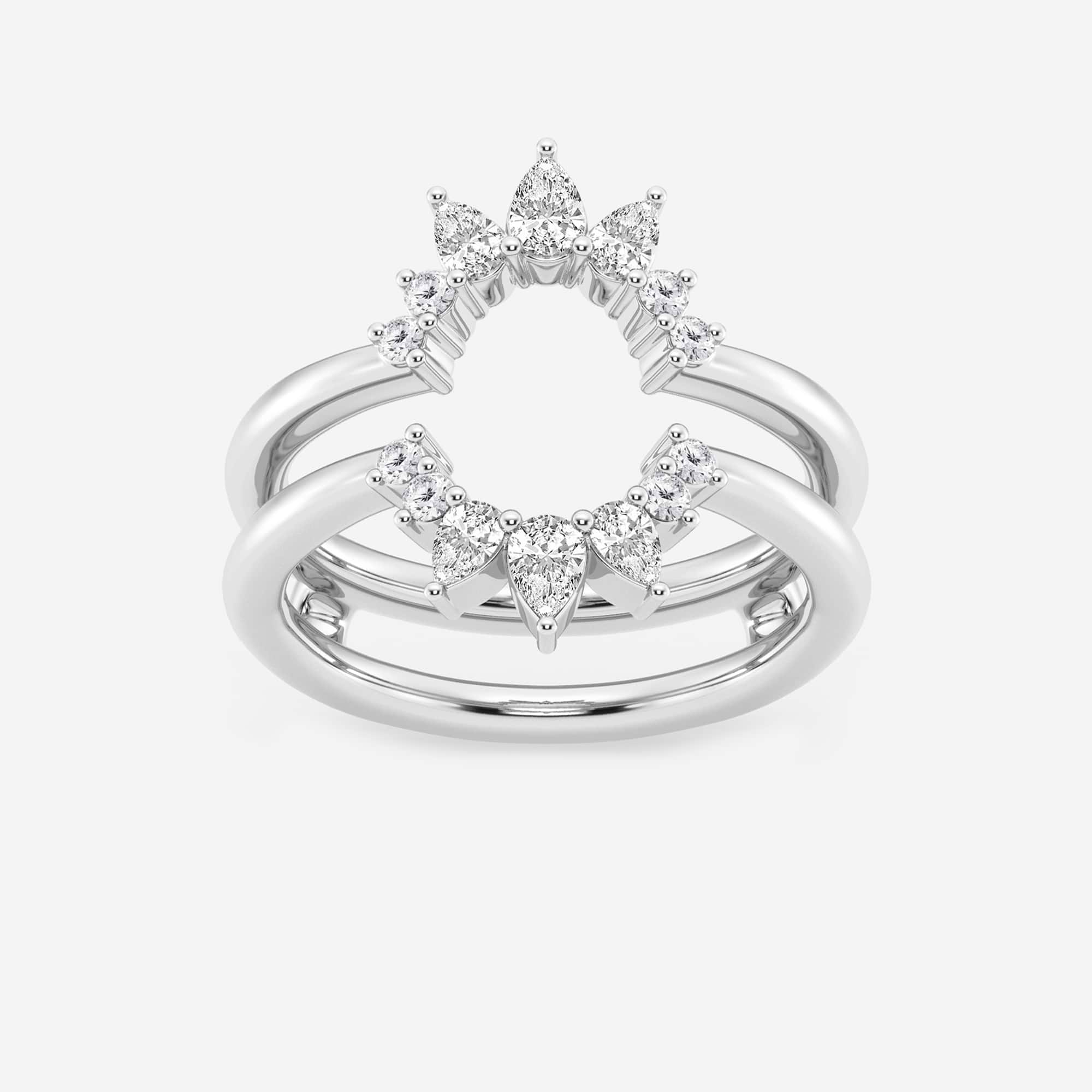 Pear & Round Lab Grown Diamond Ring Enhancer Guard in Solid Gold