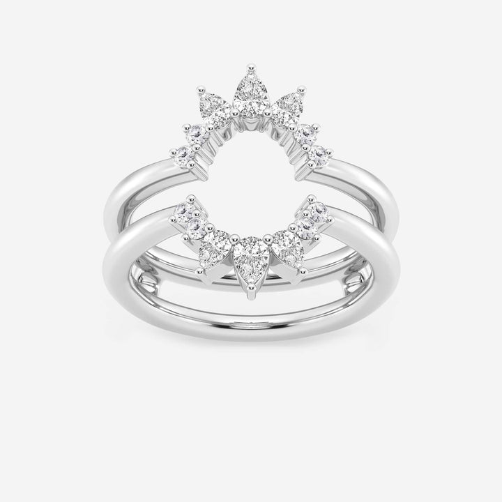 Pear & Round Lab Grown Diamond Ring Enhancer Guard in Solid Gold