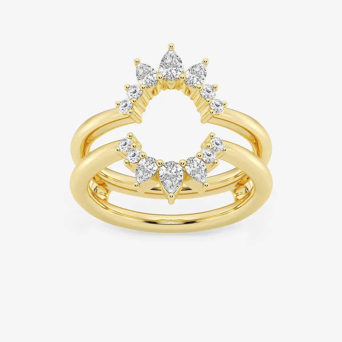 Pear & Round Lab Grown Diamond Ring Enhancer Guard in Solid Gold