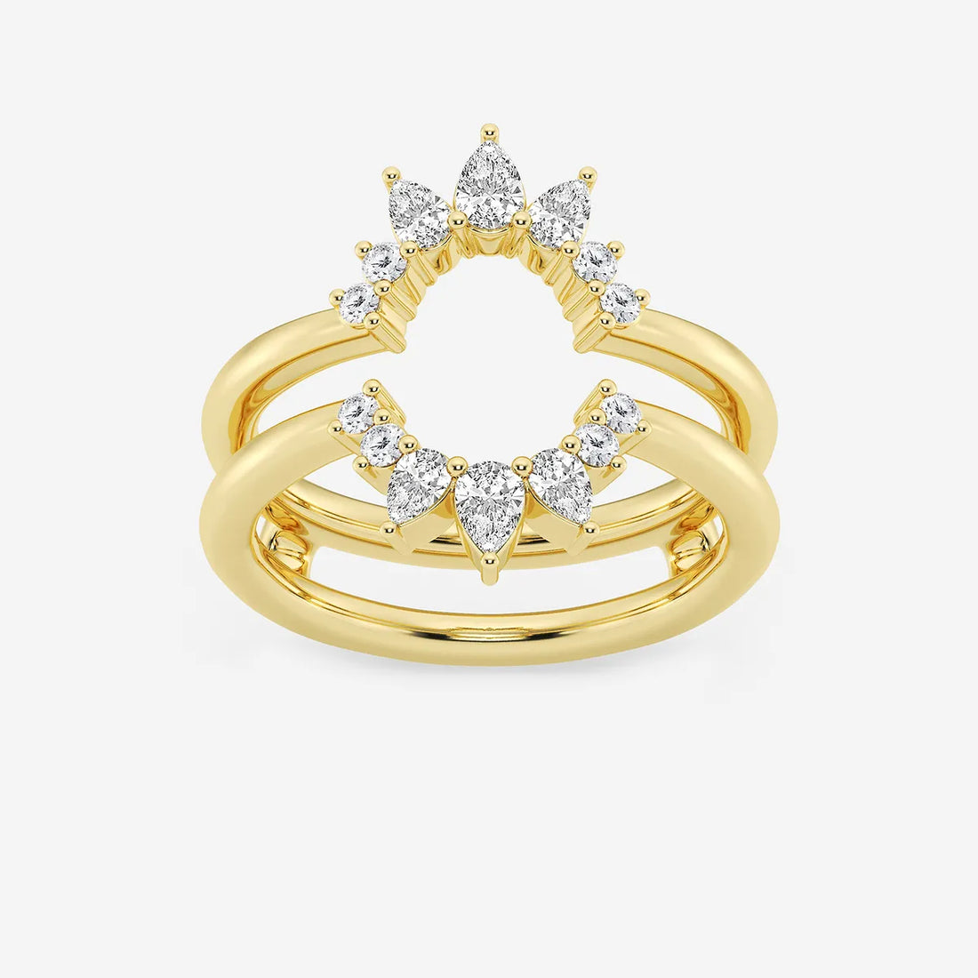 Pear & Round Lab Grown Diamond Ring Enhancer Guard in Solid Gold