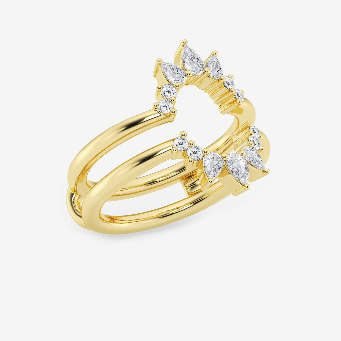 Pear & Round Lab Grown Diamond Ring Enhancer Guard in Solid Gold