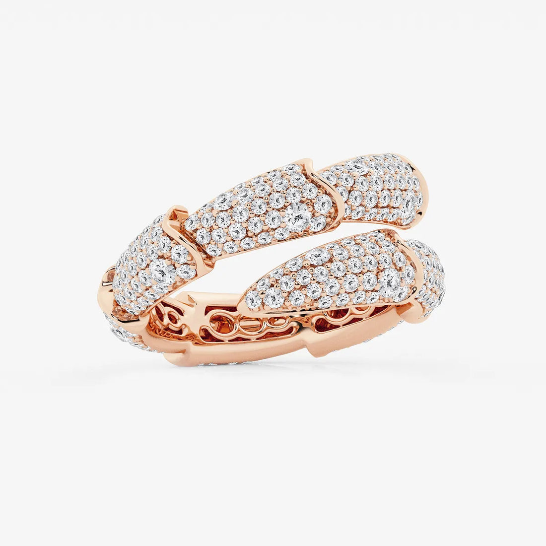 Luméa Round Lab-Grown Diamond Pavé Stacked Bypass Ring