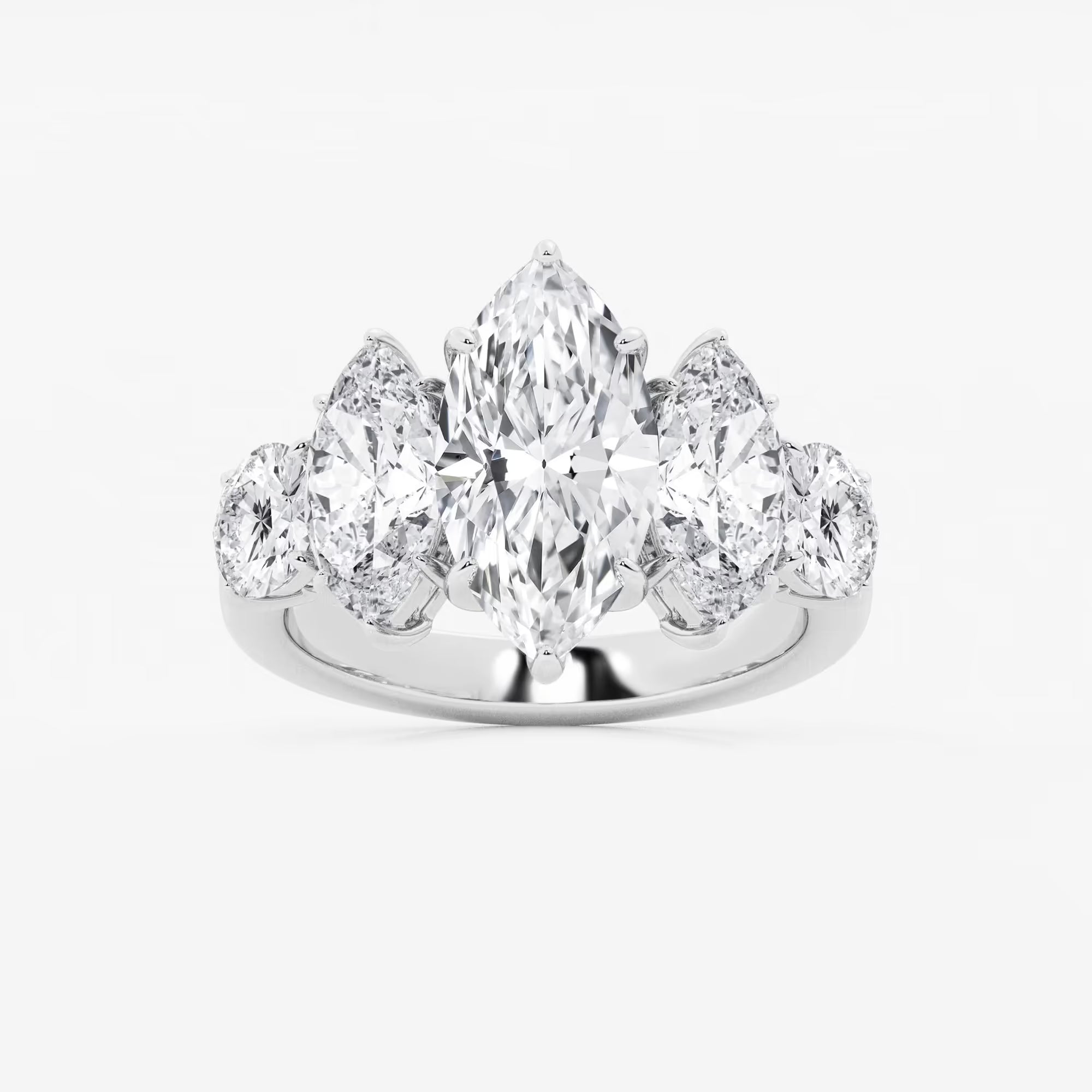 Serenelle Marquise Lab-Grown Diamond Three-Stone Engagement Ring in 18K White Gold