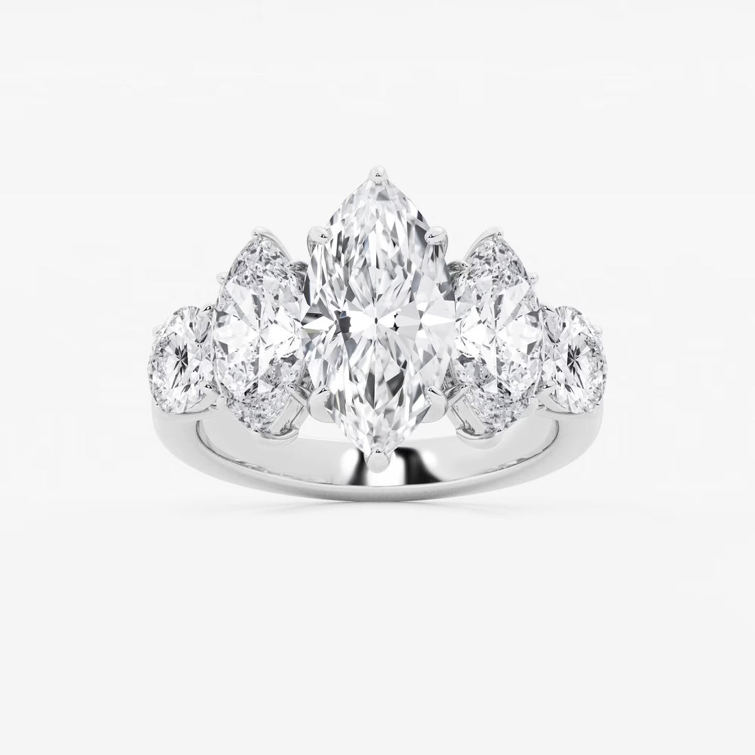 Serenelle Marquise Lab-Grown Diamond Three-Stone Engagement Ring in 18K White Gold
