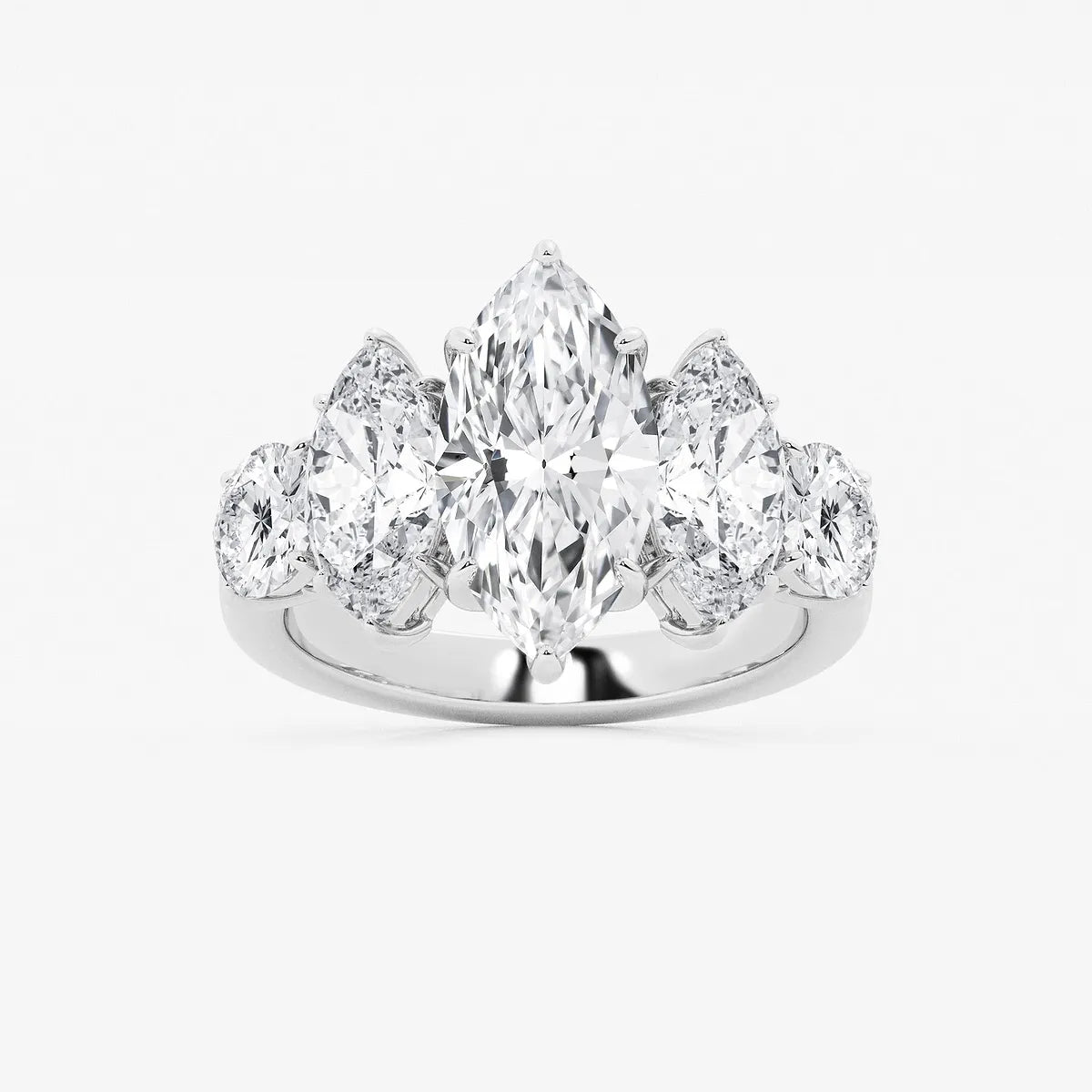 Serenelle Marquise Lab-Grown Diamond Three-Stone Engagement Ring in 18K White Gold