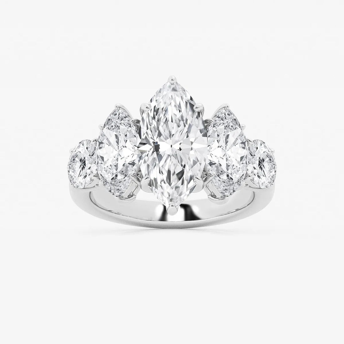 Serenelle Marquise Lab-Grown Diamond Three-Stone Engagement Ring in 18K White Gold