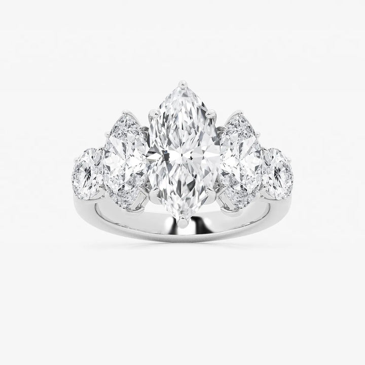 Serenelle Marquise Lab-Grown Diamond Three-Stone Engagement Ring in 18K White Gold