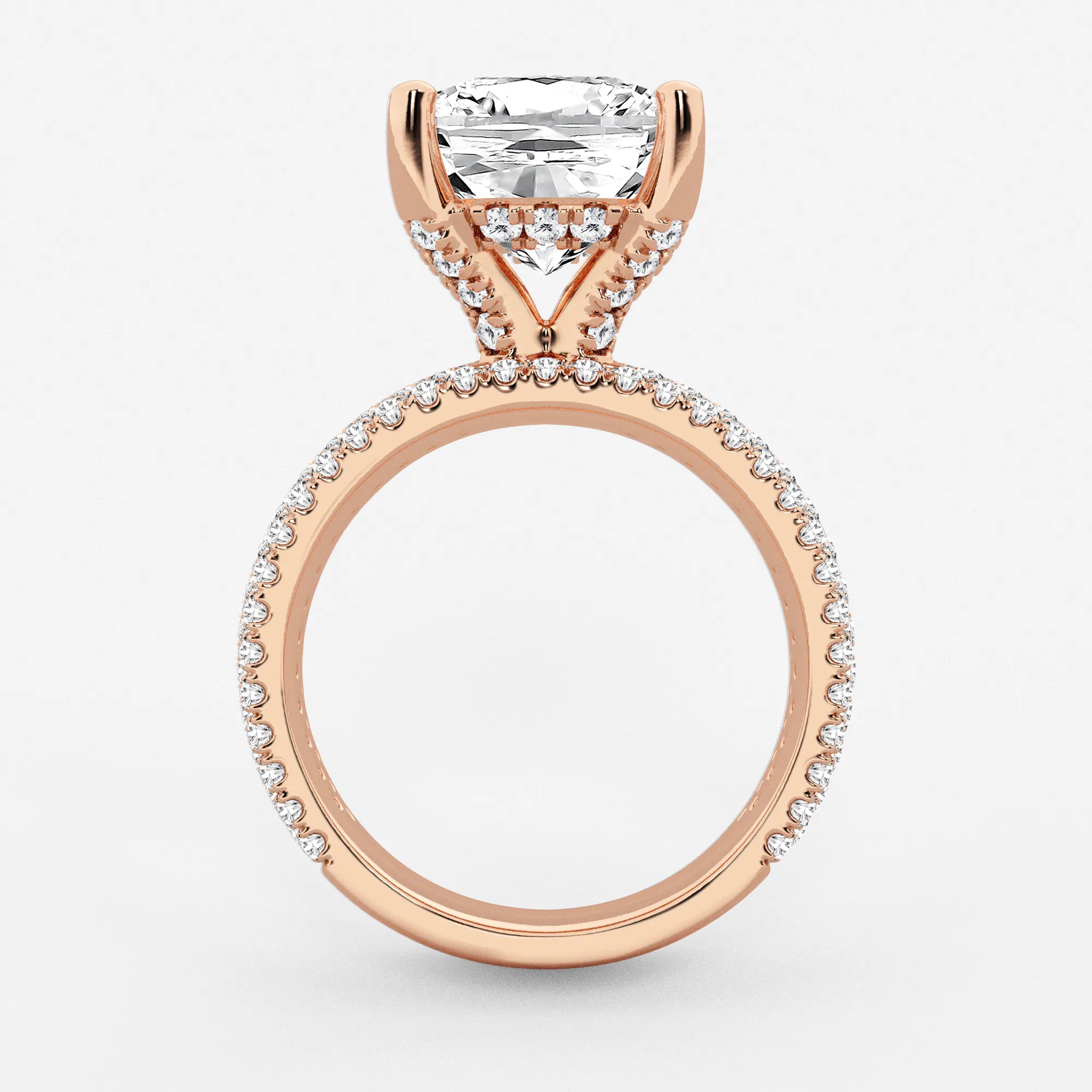 Cushion Lab-Grown Diamond Hidden Halo Engagement Ring