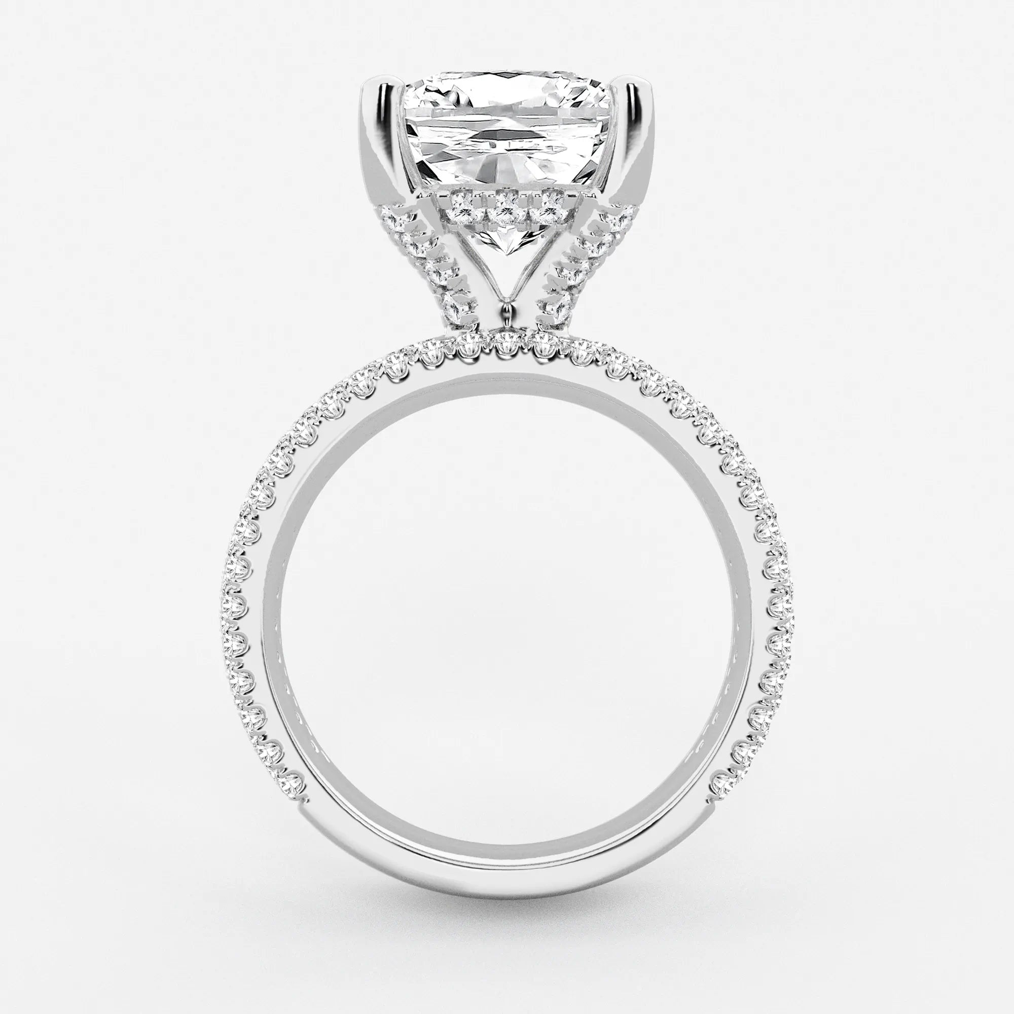 Cushion Lab-Grown Diamond Hidden Halo Engagement Ring