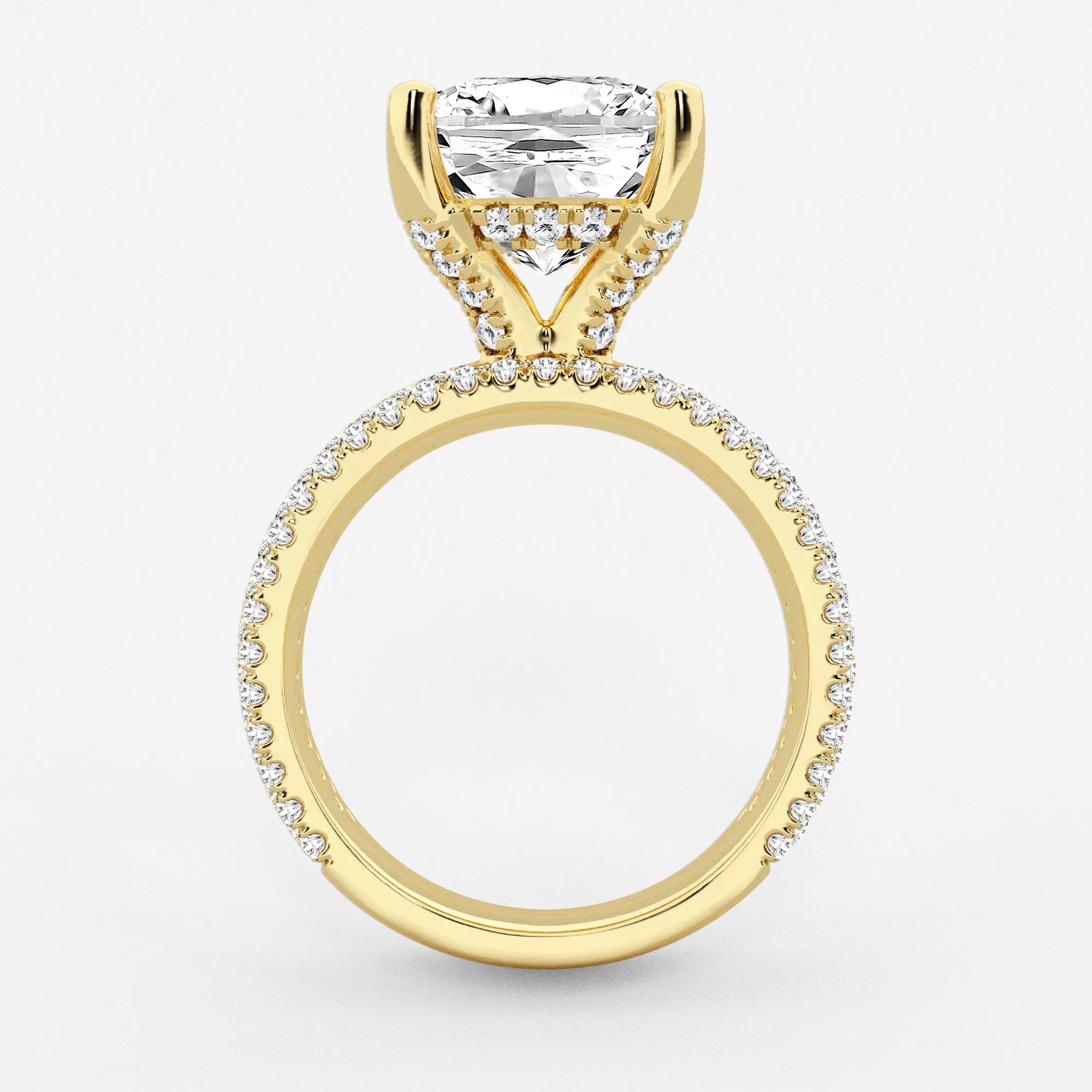 Cushion Lab-Grown Diamond Hidden Halo Engagement Ring