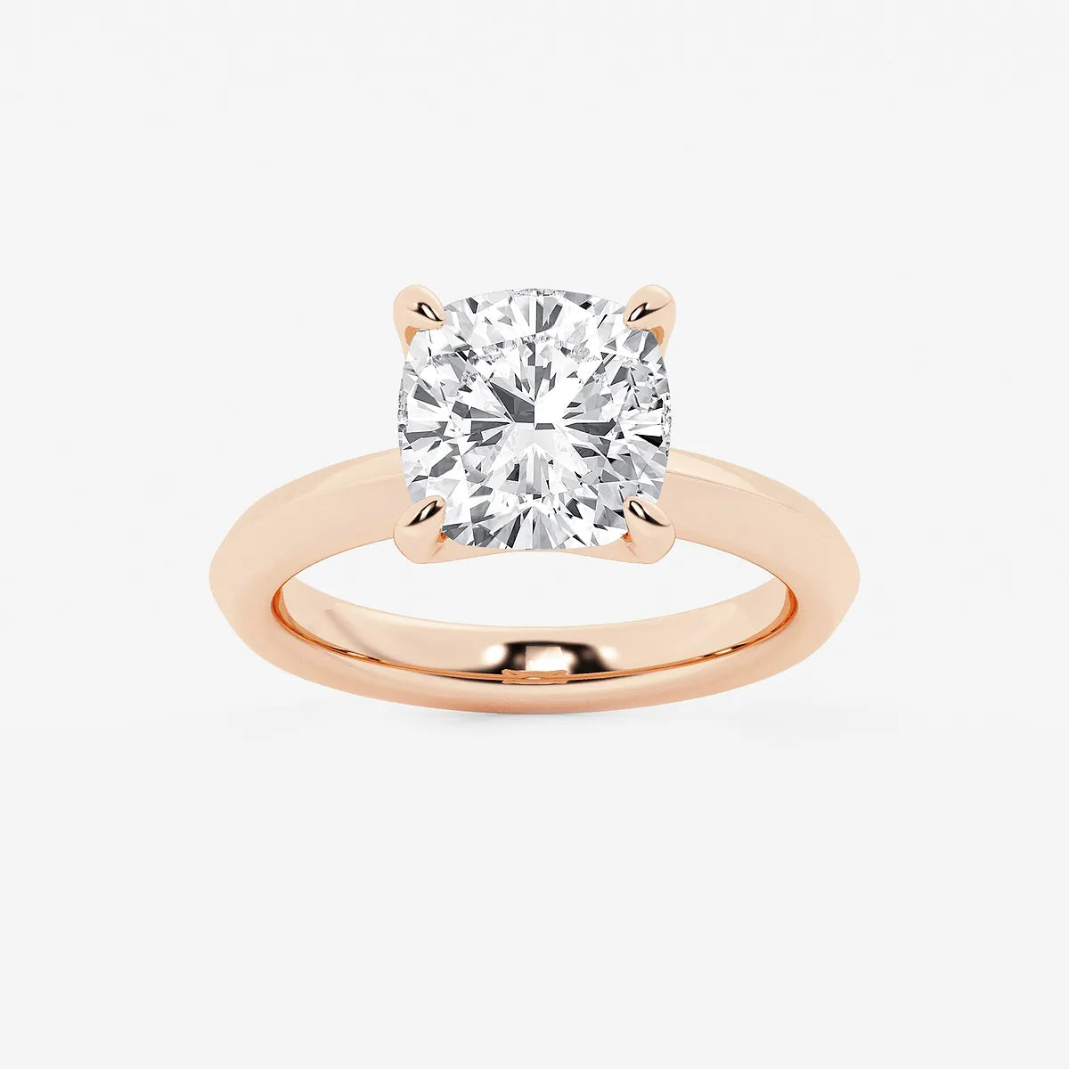 Cushion Lab Grown Diamond Low Setting Solitaire Engagement Ring