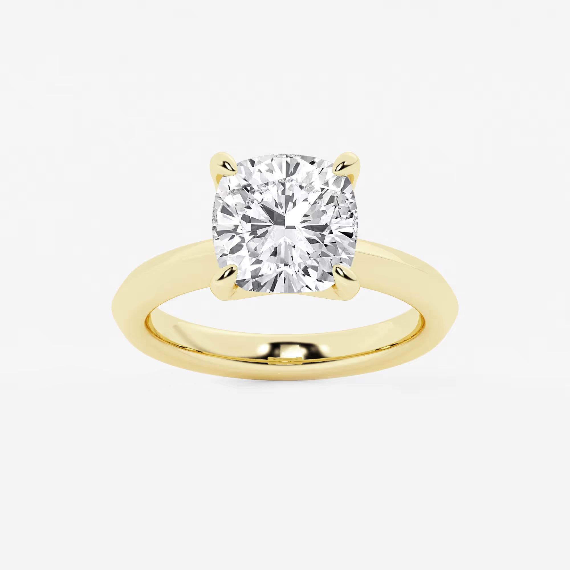 Cushion Lab Grown Diamond Low Setting Solitaire Engagement Ring