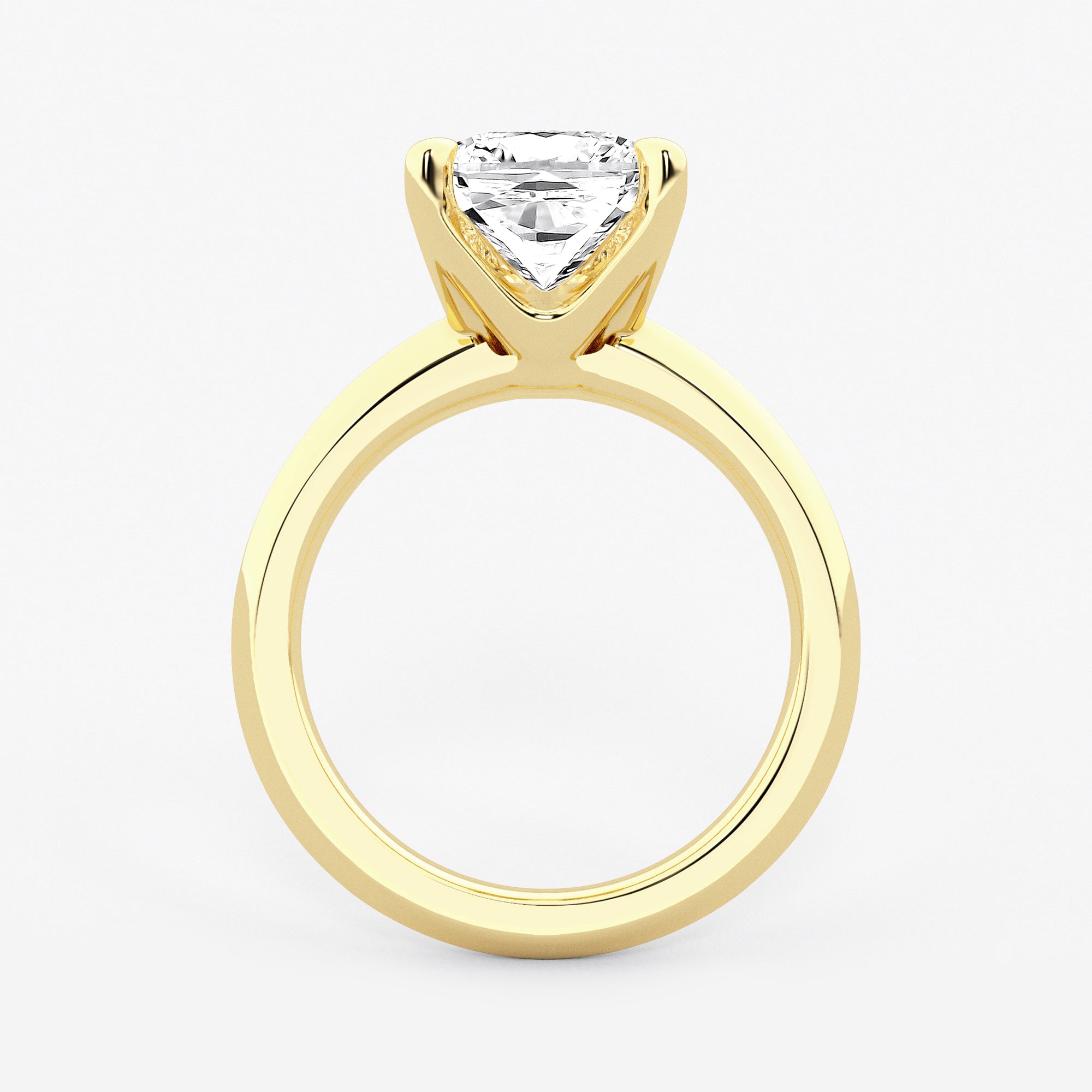 Cushion Lab Grown Diamond Low Setting Solitaire Engagement Ring