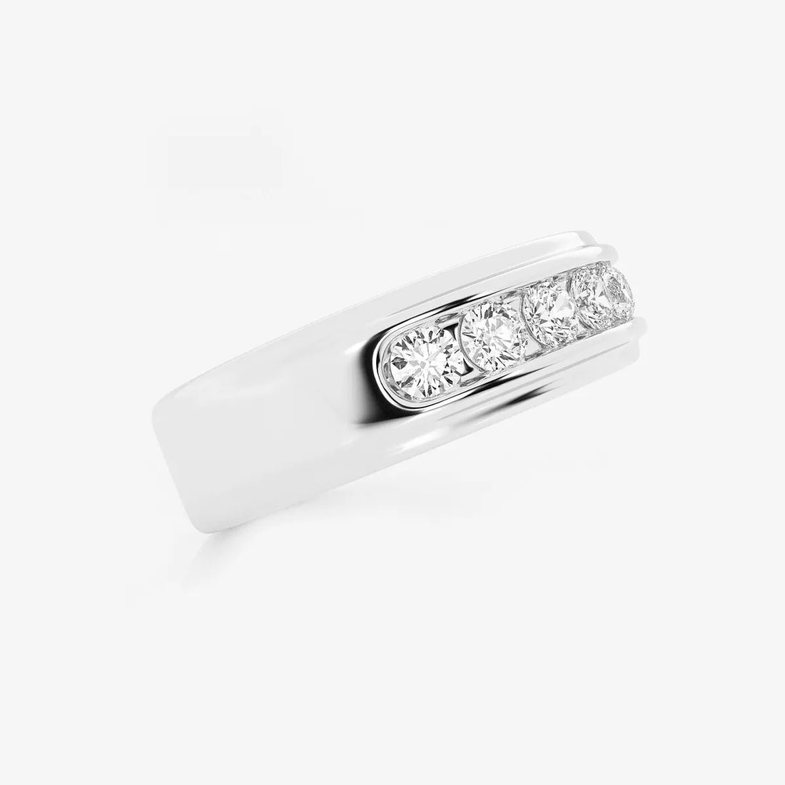 Boldrex Round Lab-Grown Diamond Men’s Channel Set Wedding Band