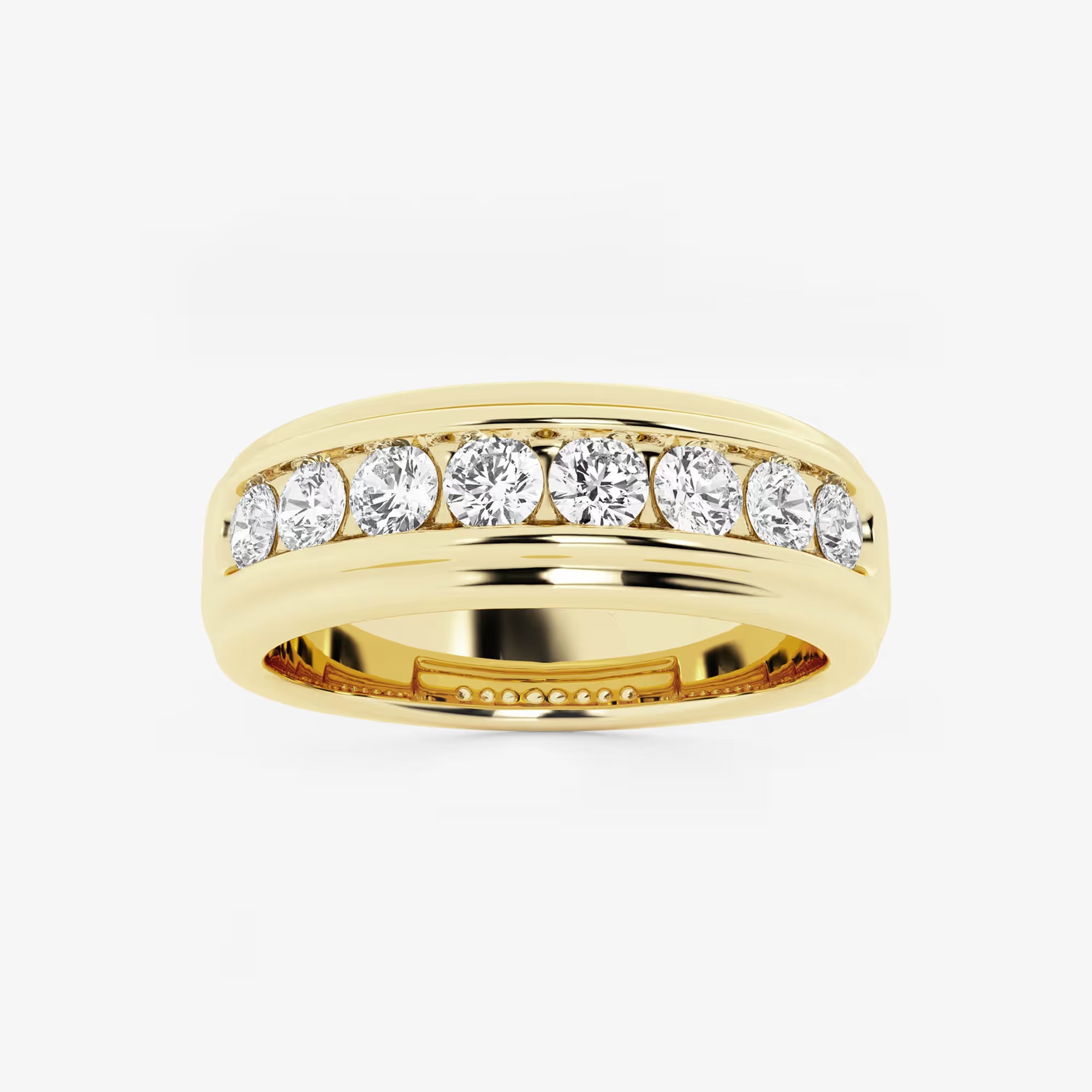 Boldrex Round Lab-Grown Diamond Men’s Channel Set Wedding Band