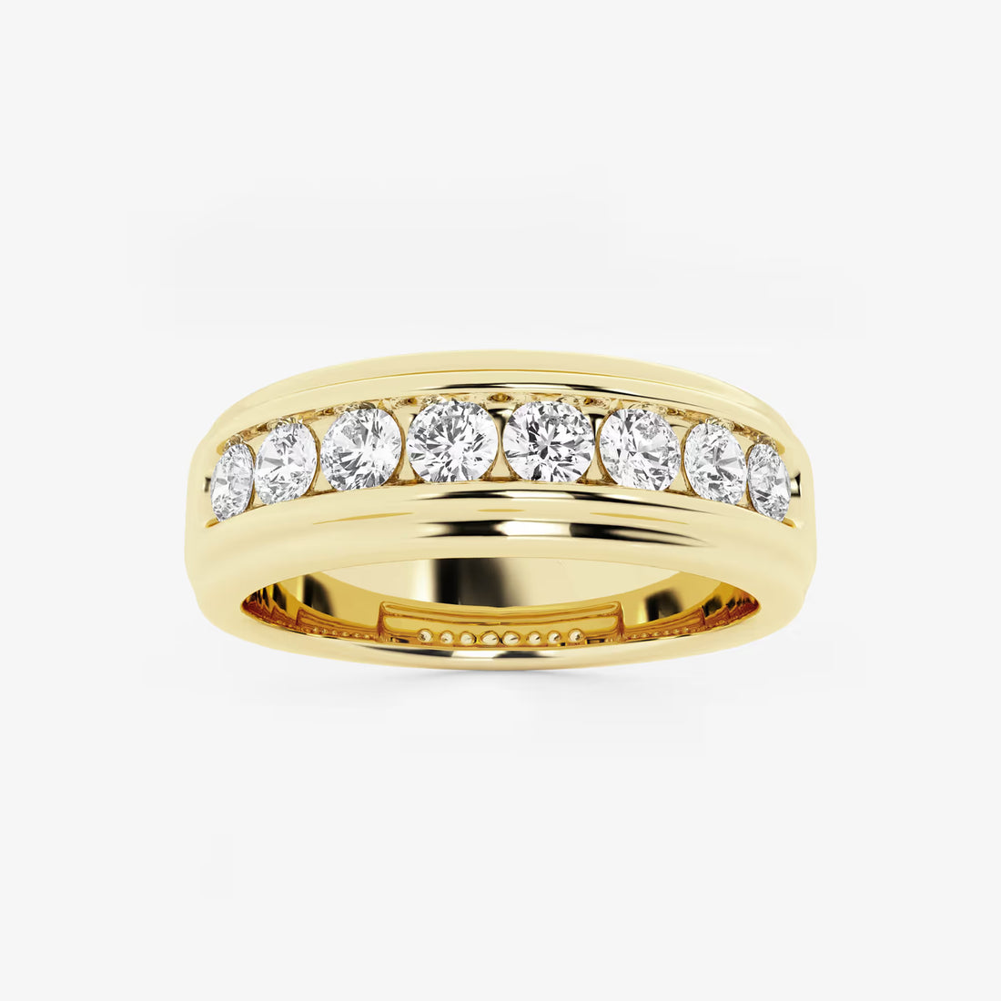 Boldrex Round Lab-Grown Diamond Men’s Channel Set Wedding Band