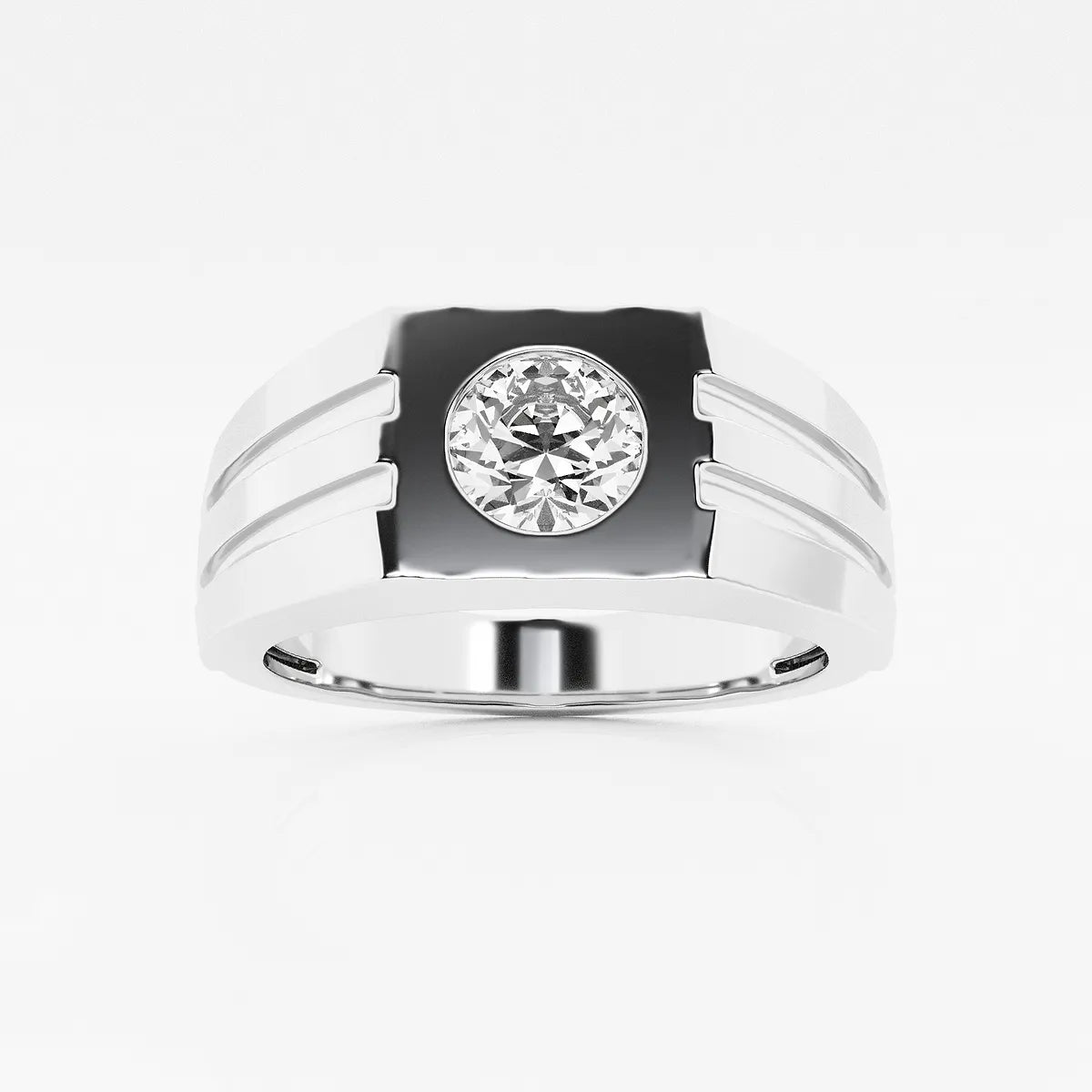 Classic Men's Round Lab Grown Diamond Solitaire Engagement Ring in Gold