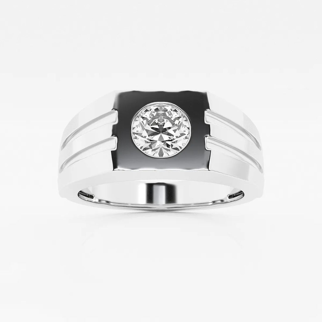 Classic Men's Round Lab Grown Diamond Solitaire Engagement Ring in Gold