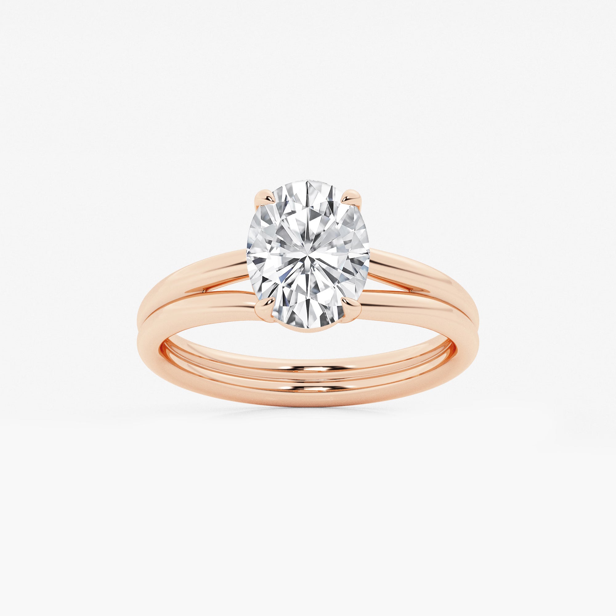 Valeria Oval Lab Grown Diamond Double Shank Trellis Solitaire Engagement Ring