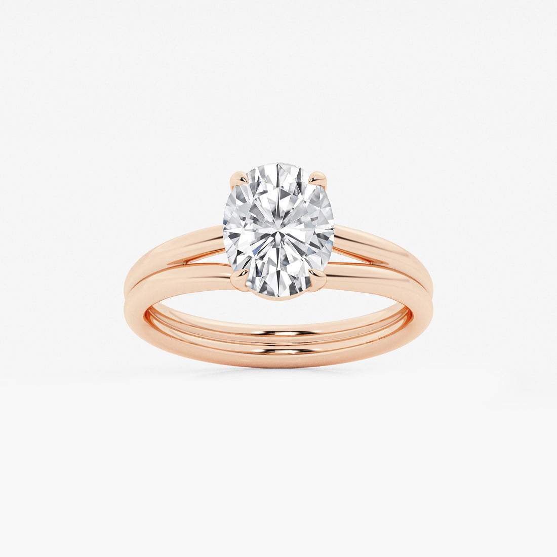 Valeria Oval Lab Grown Diamond Double Shank Trellis Solitaire Engagement Ring