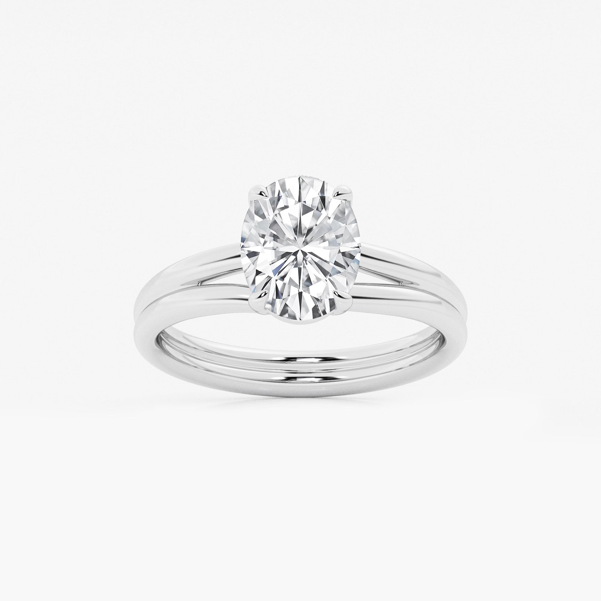 Valeria Oval Lab Grown Diamond Double Shank Trellis Solitaire Engagement Ring