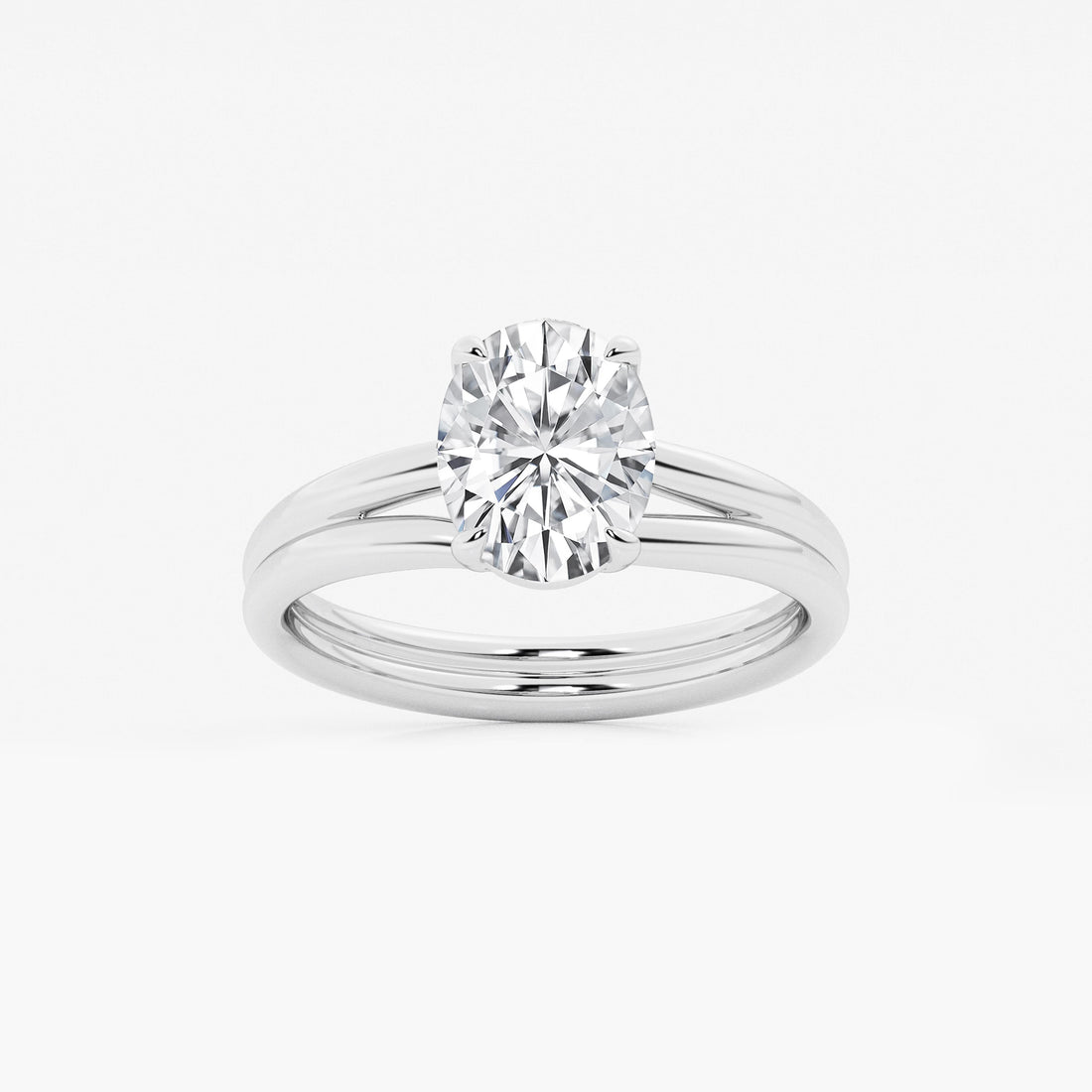Valeria Oval Lab Grown Diamond Double Shank Trellis Solitaire Engagement Ring