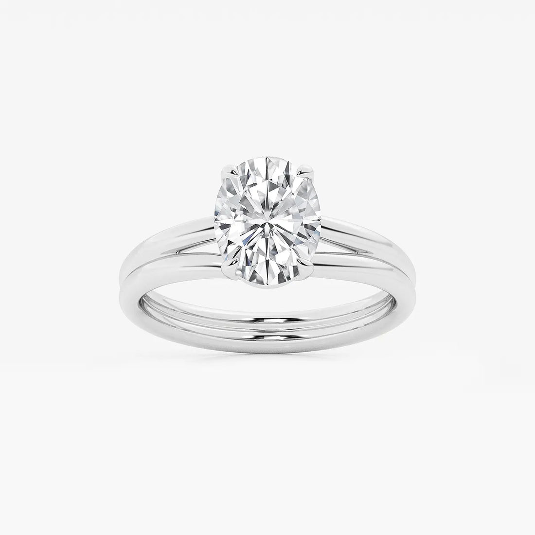 Valeria Oval Lab Grown Diamond Double Shank Trellis Solitaire Engagement Ring