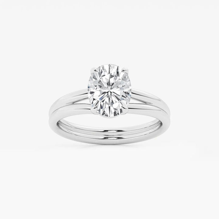 Valeria Oval Lab Grown Diamond Double Shank Trellis Solitaire Engagement Ring