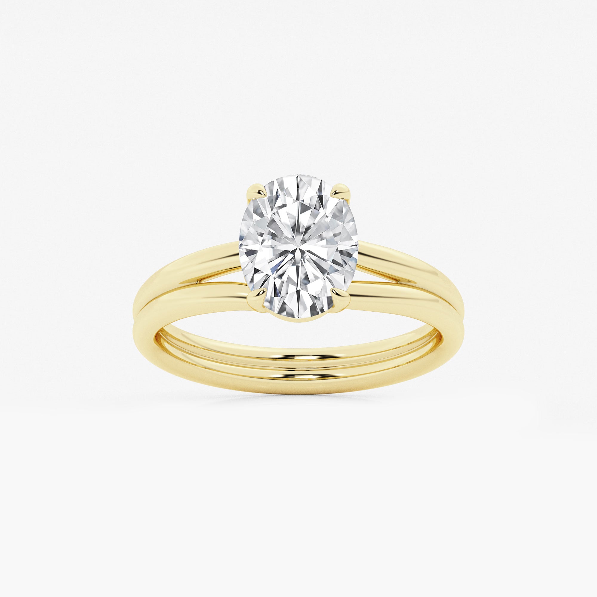 Valeria Oval Lab Grown Diamond Double Shank Trellis Solitaire Engagement Ring