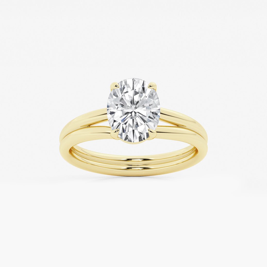 Valeria Oval Lab Grown Diamond Double Shank Trellis Solitaire Engagement Ring