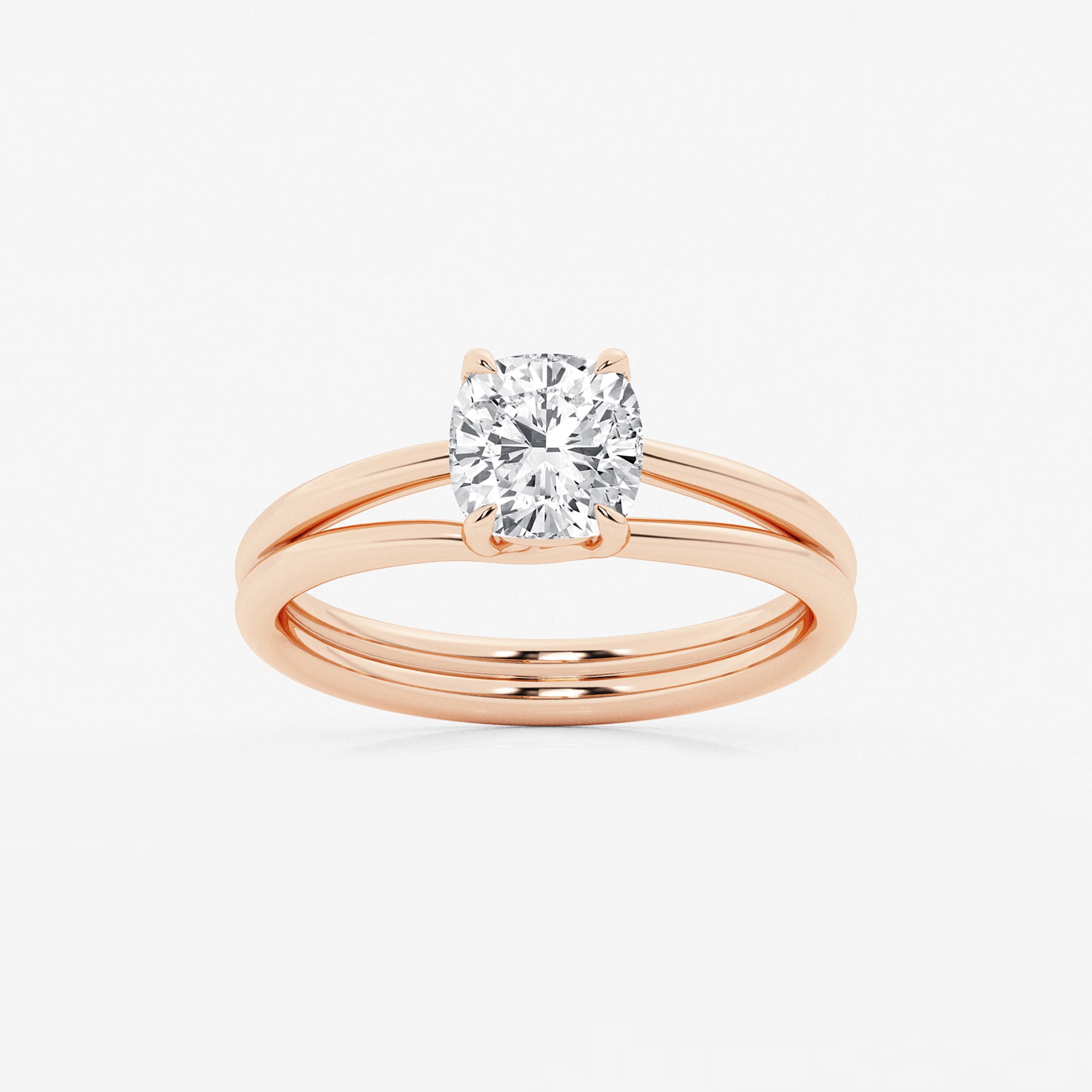 Elara Cushion Lab-Grown Diamond Double Shank Trellis Solitaire Engagement Ring
