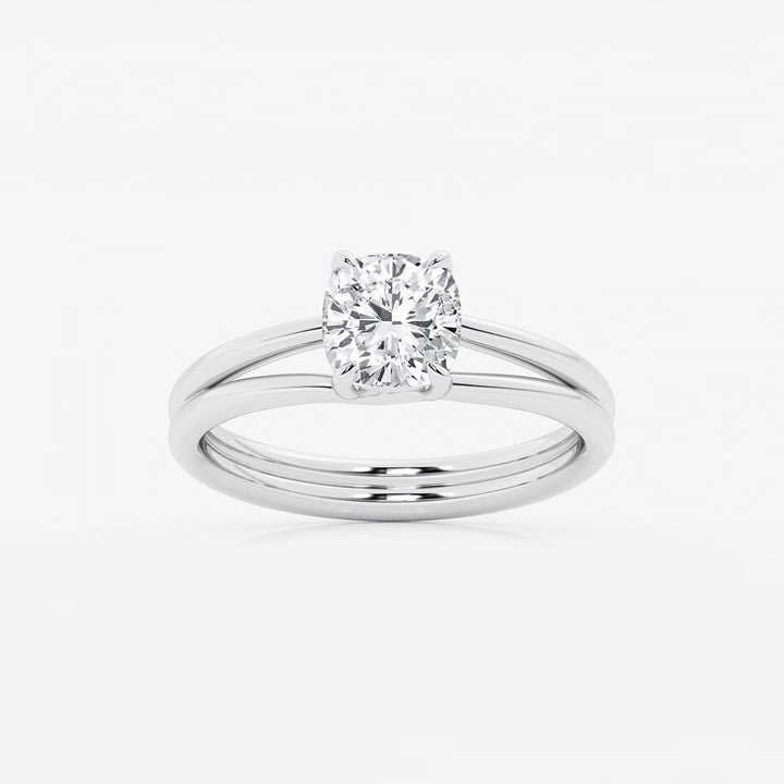 Elara Cushion Lab-Grown Diamond Double Shank Trellis Solitaire Engagement Ring