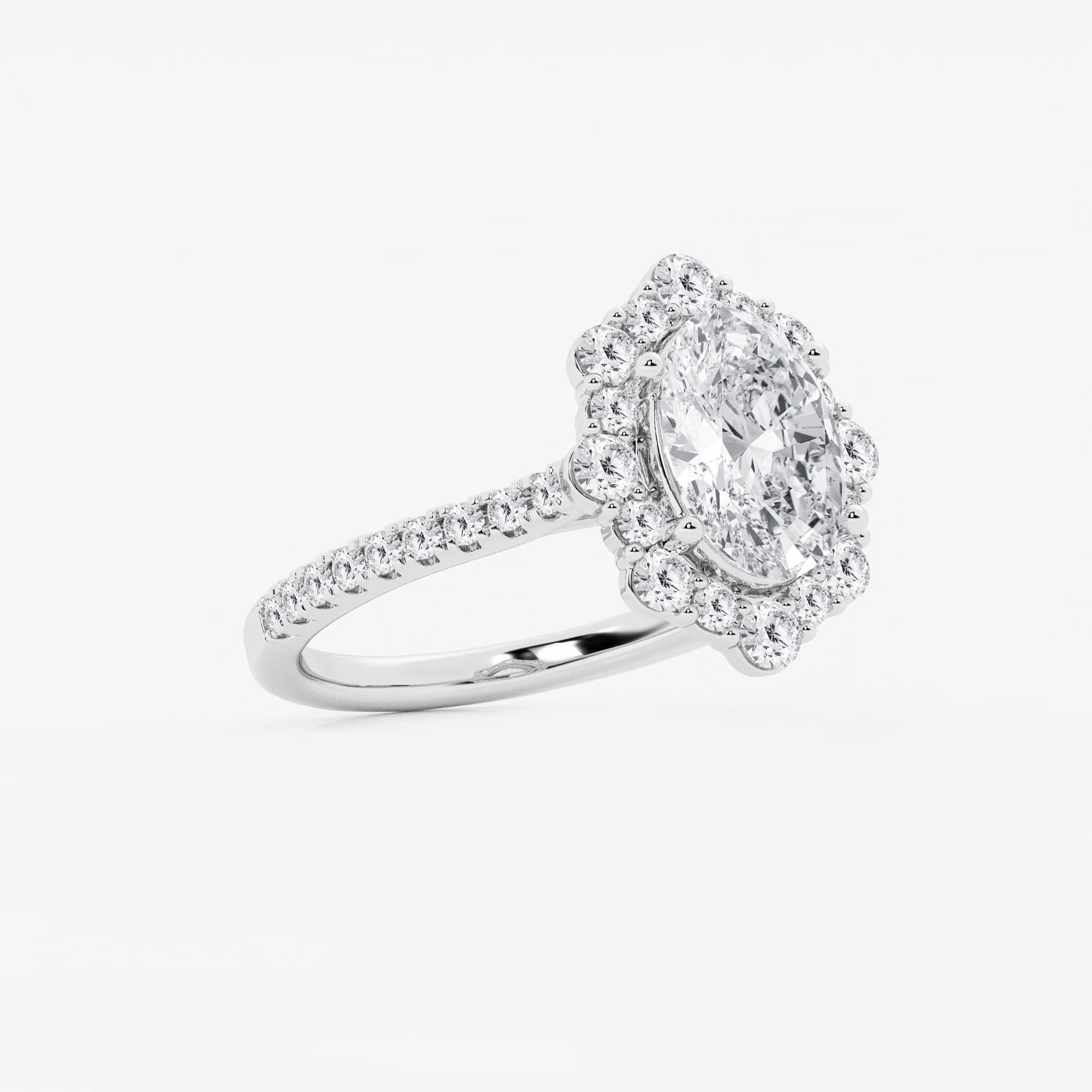 Oval Halo Lab-Grown Diamond Engagement Ring with Pavé Diamond Band