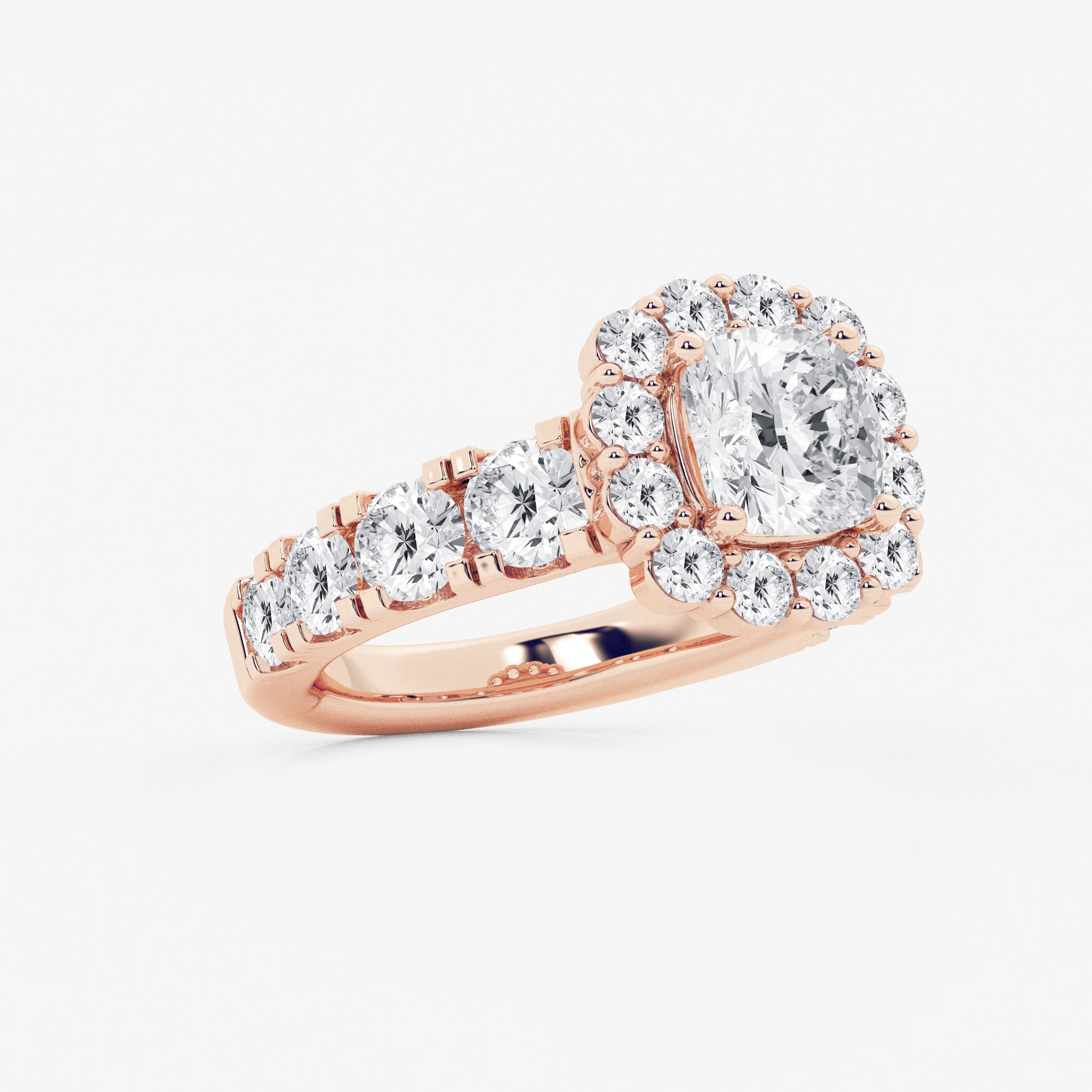 Valencia Cushion Lab-Grown Diamond Split Prong Halo Engagement Ring
