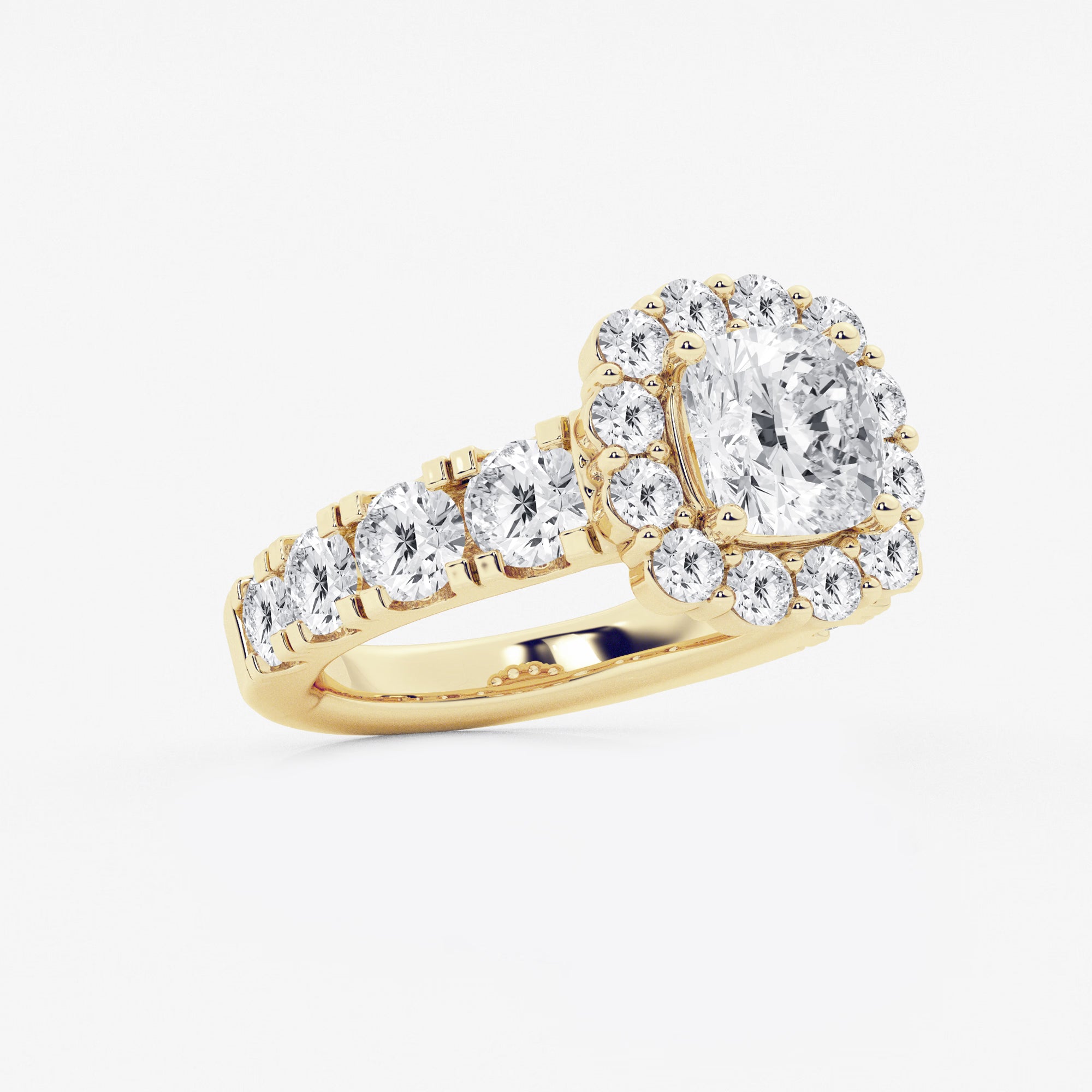 Valencia Cushion Lab-Grown Diamond Split Prong Halo Engagement Ring