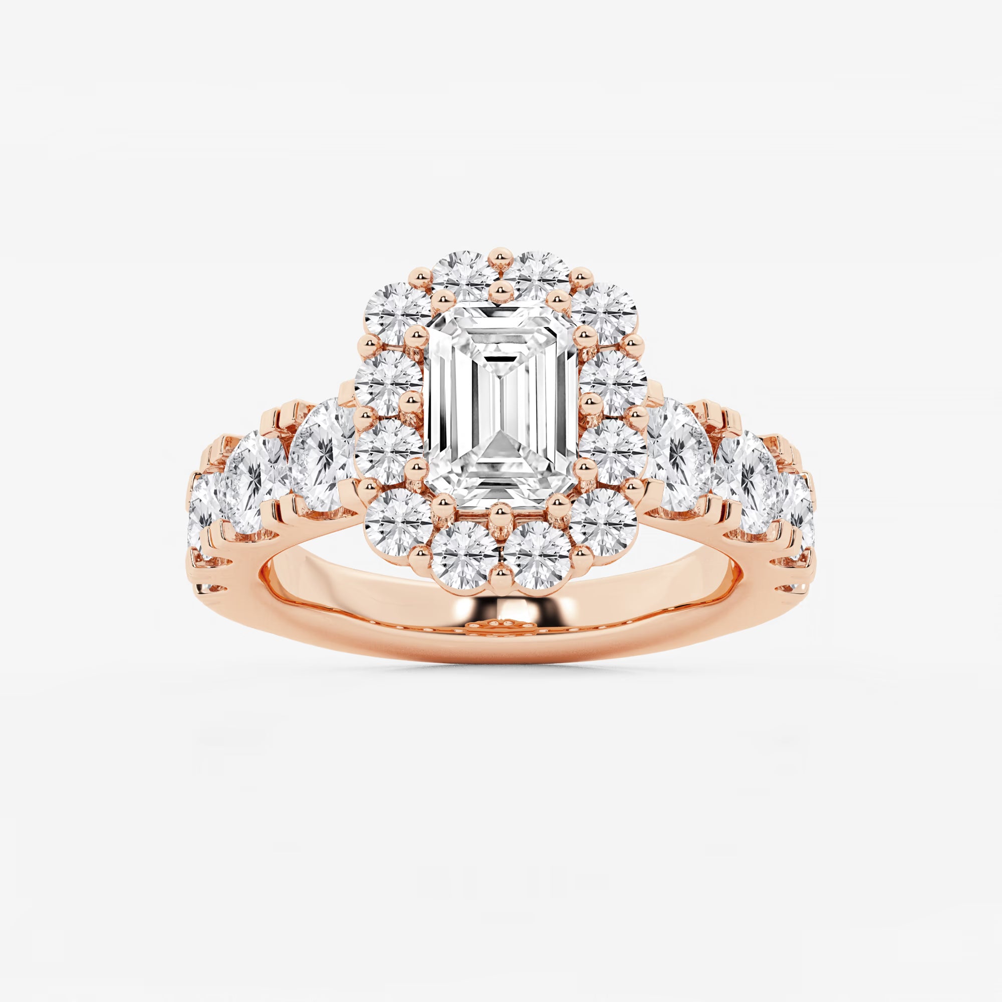 Regalia Lumière Emerald Cut Lab-Grown Diamond Double Row Halo Engagement Ring