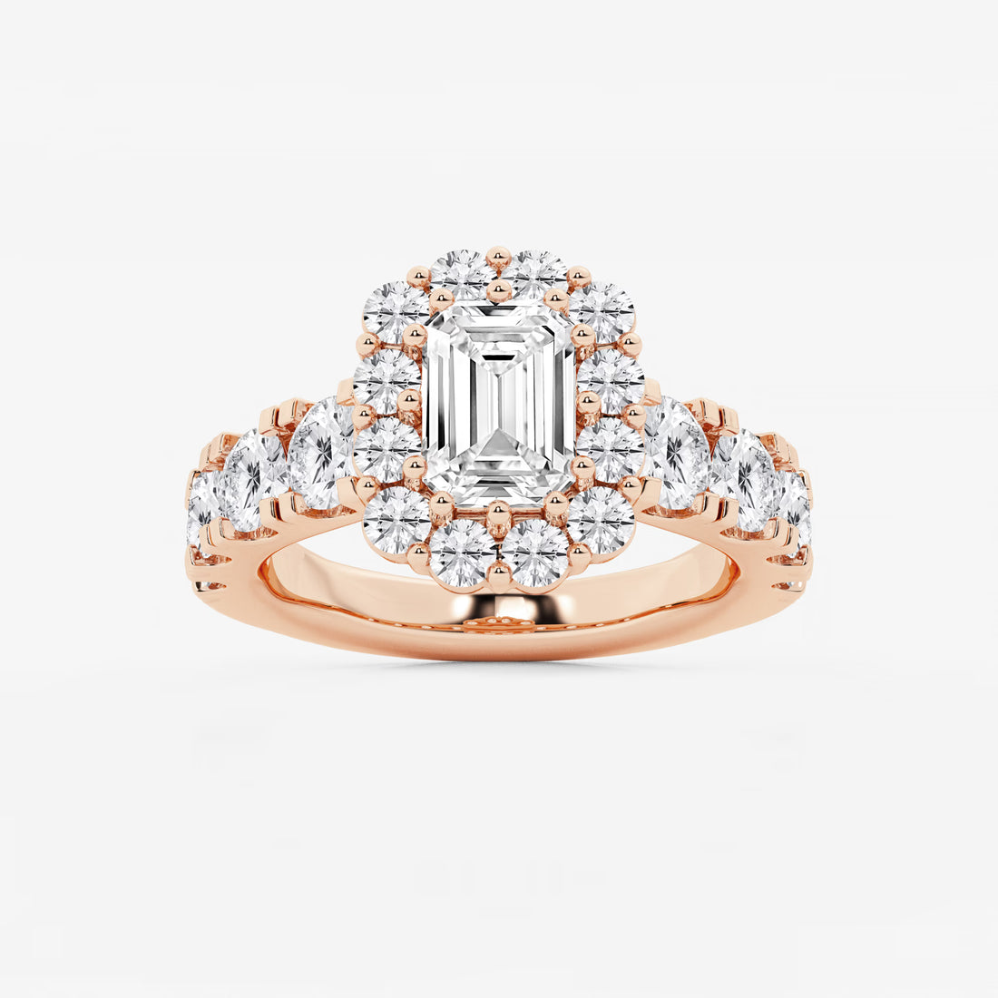 Regalia Lumière Emerald Cut Lab-Grown Diamond Double Row Halo Engagement Ring