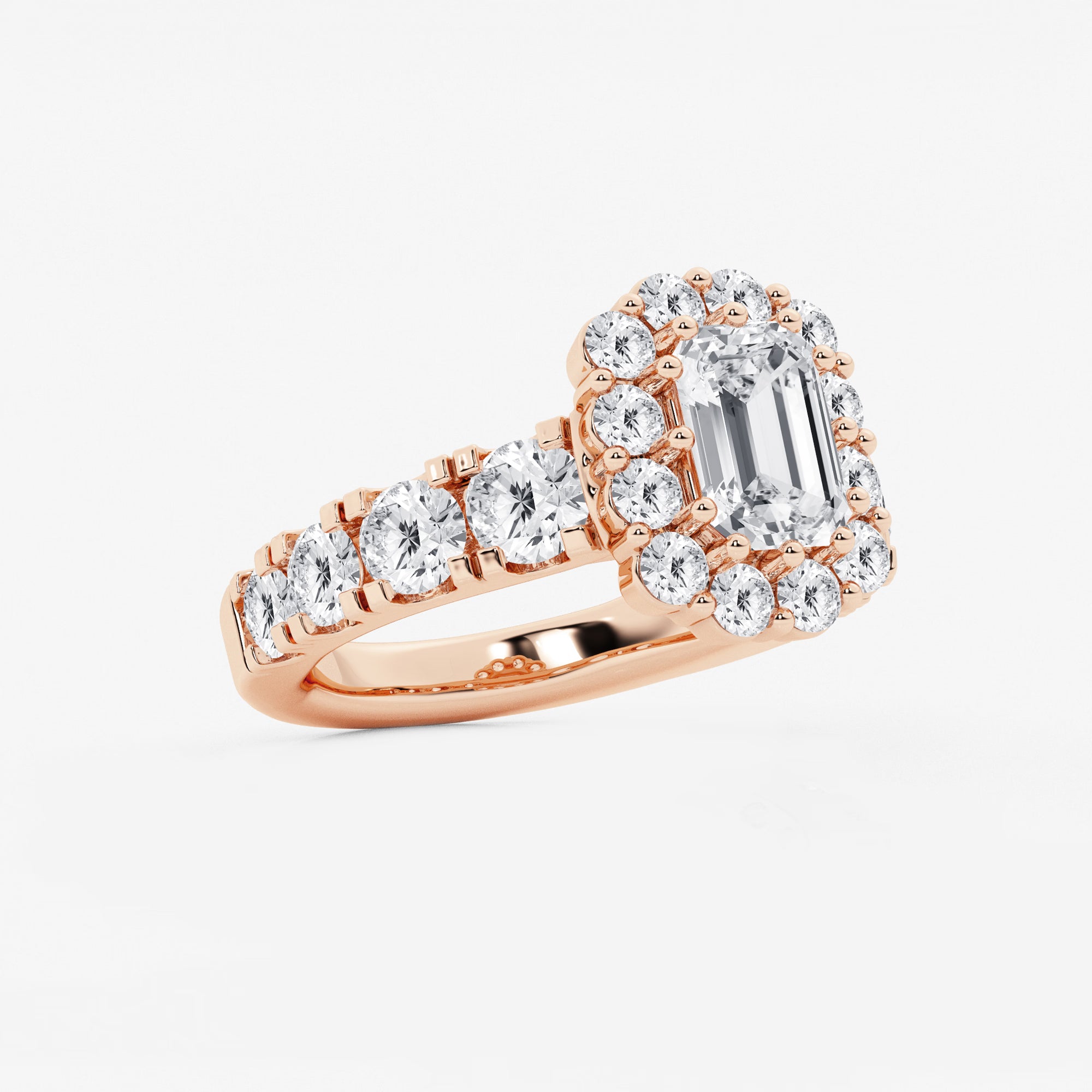 Regalia Lumière Emerald Cut Lab-Grown Diamond Double Row Halo Engagement Ring