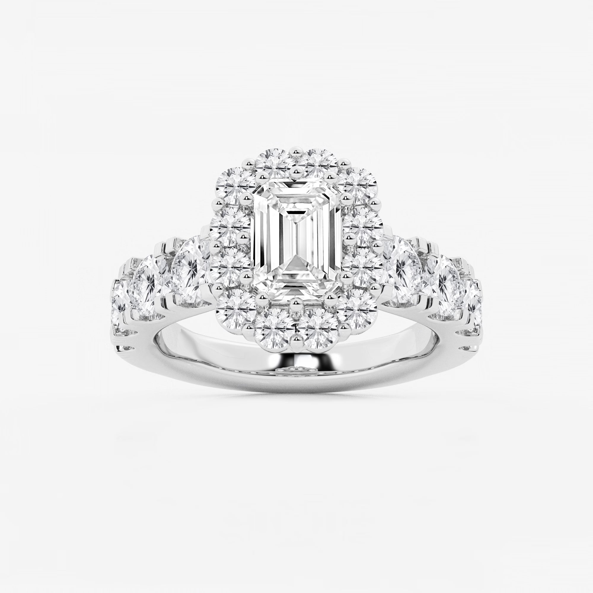 Regalia Lumière Emerald Cut Lab-Grown Diamond Double Row Halo Engagement Ring