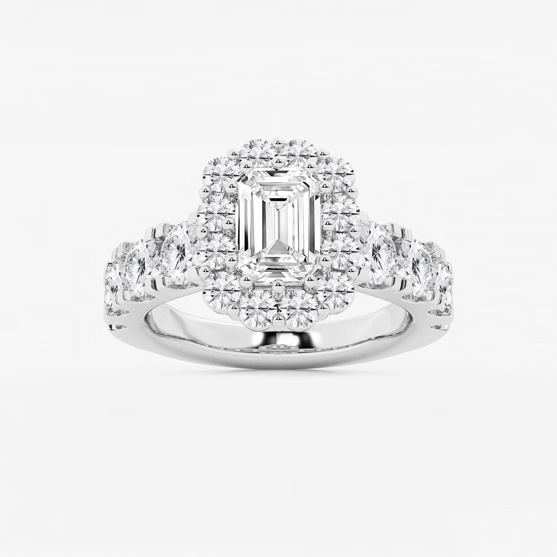 Regalia Lumière Emerald Cut Lab-Grown Diamond Double Row Halo Engagement Ring
