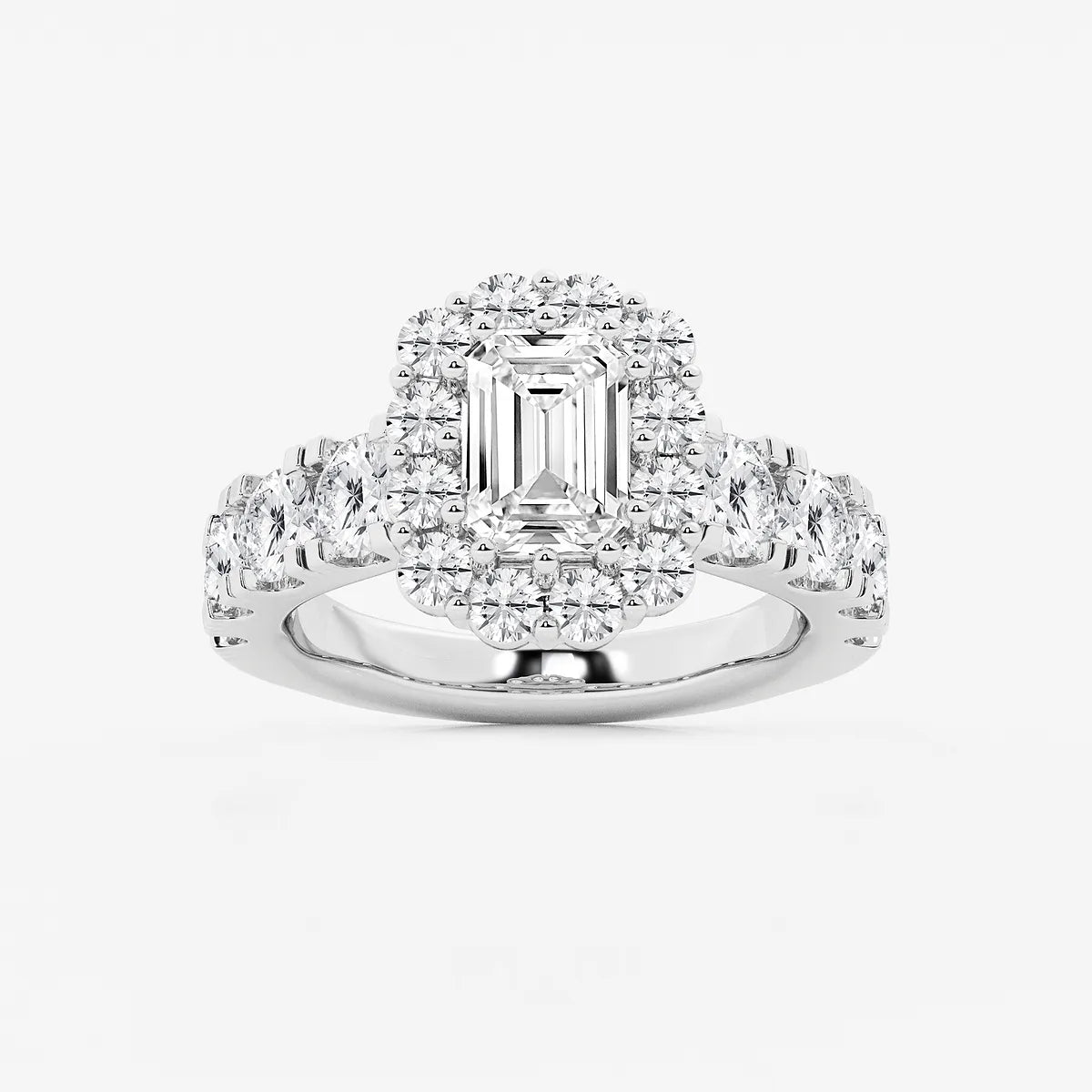 Regalia Lumière Emerald Cut Lab-Grown Diamond Double Row Halo Engagement Ring