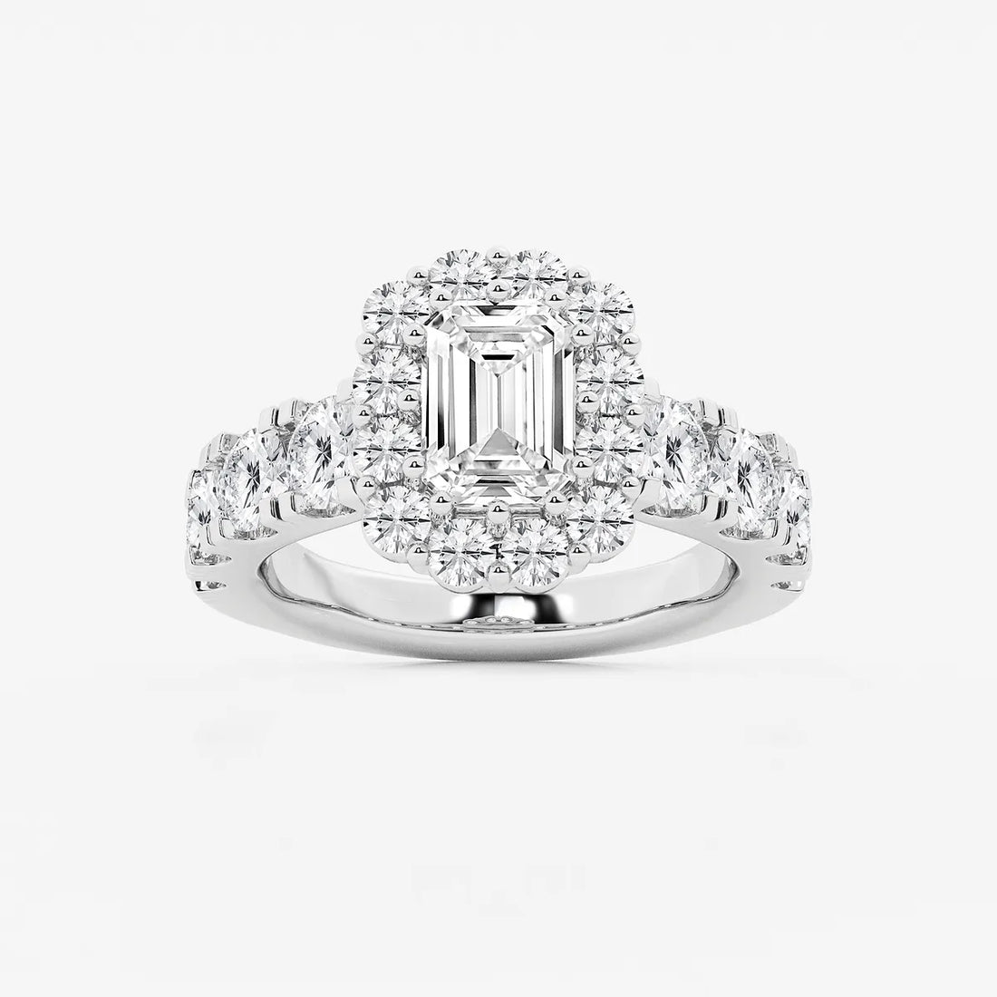 Regalia Lumière Emerald Cut Lab-Grown Diamond Double Row Halo Engagement Ring